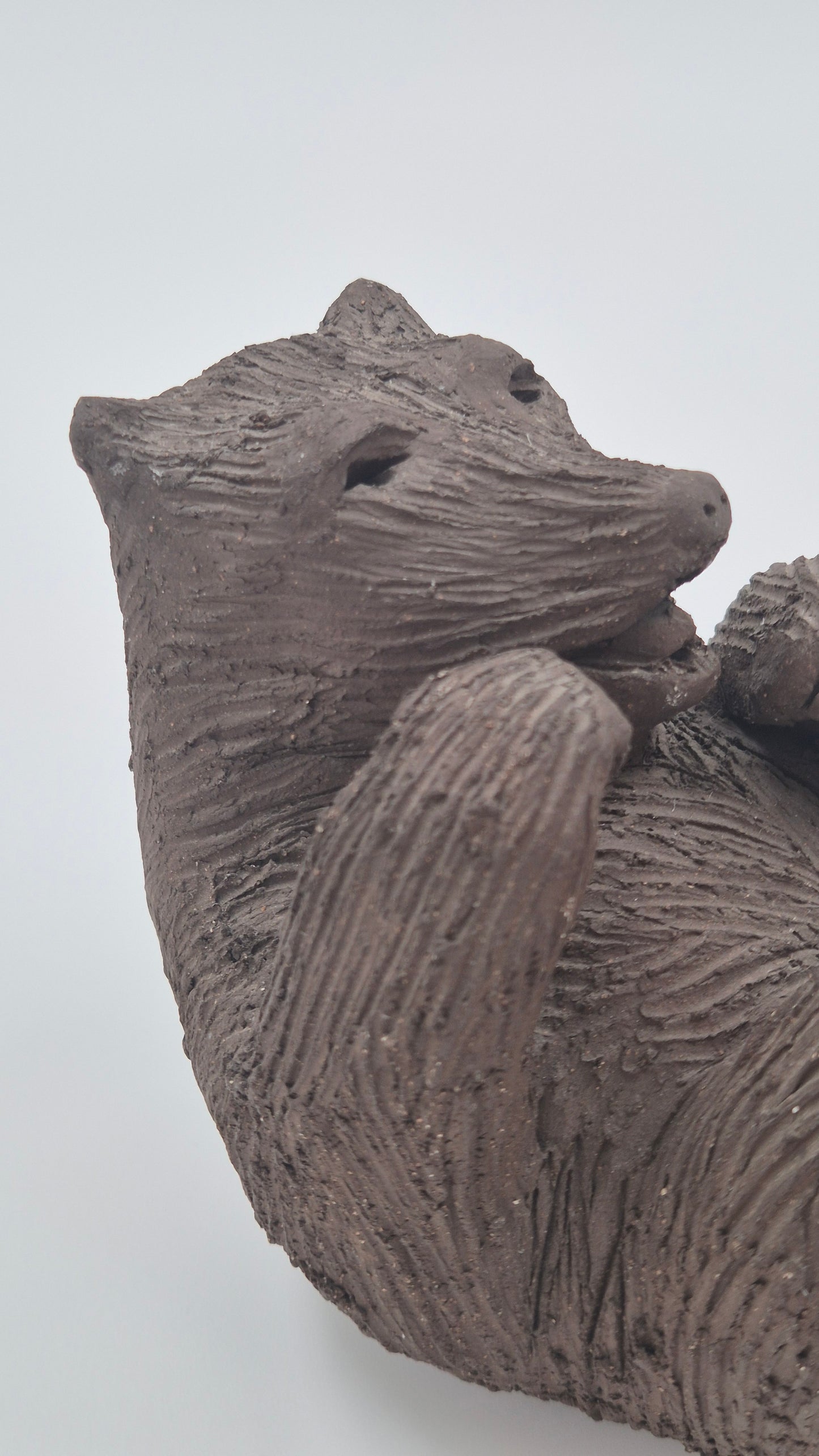 Vintage Clay Bear Sculpture