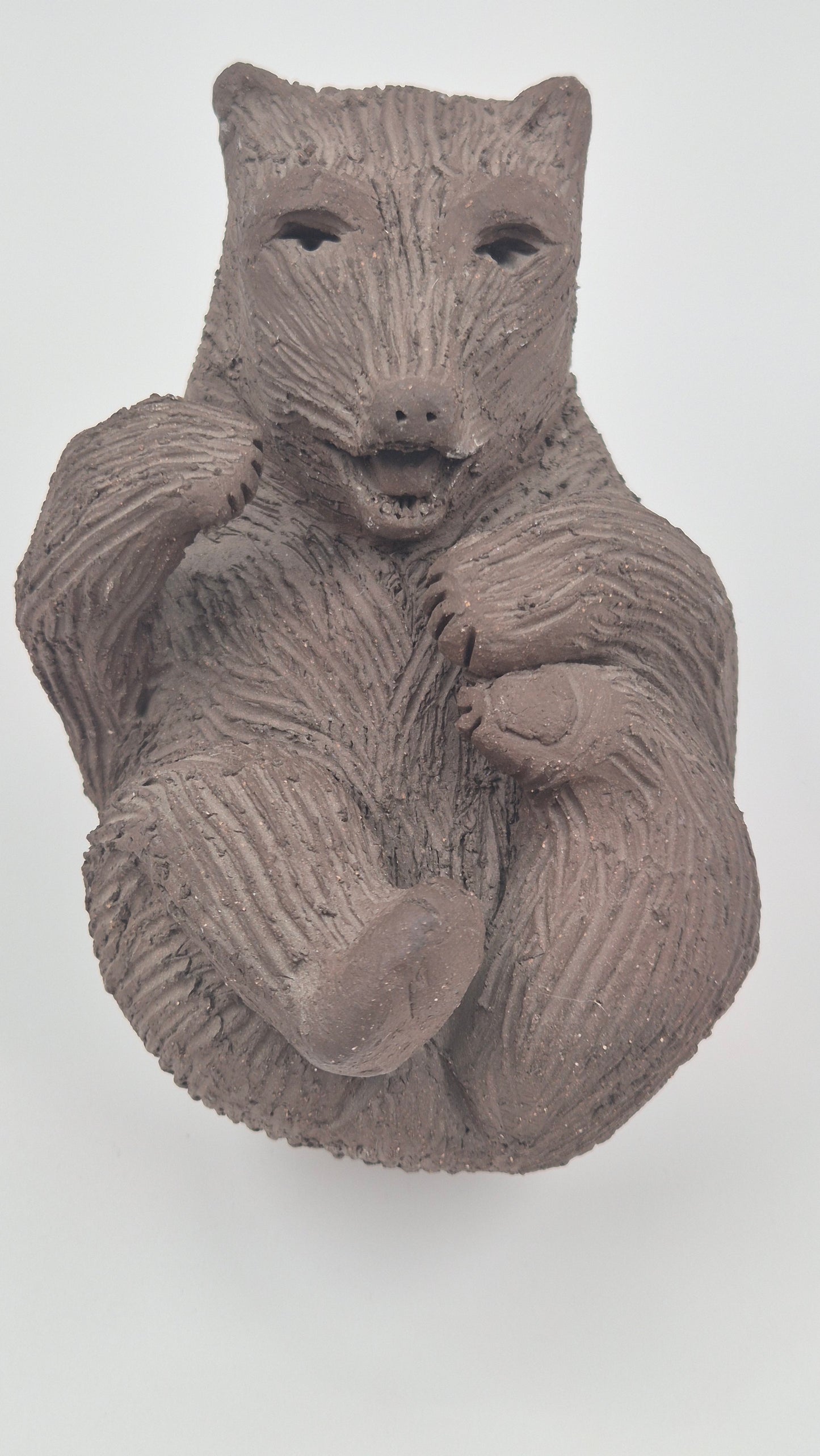 Vintage Clay Bear Sculpture
