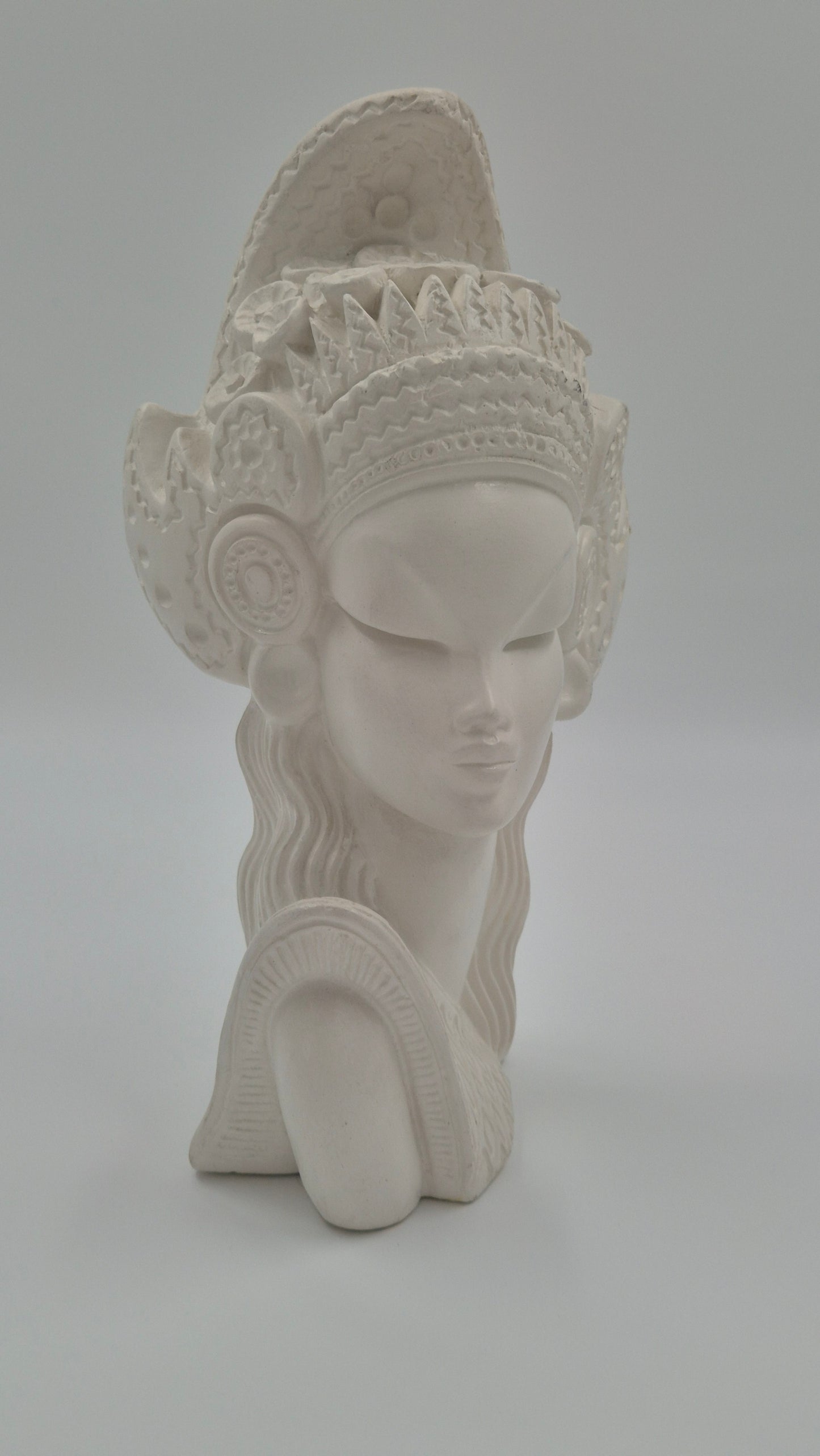 Vintage Balinese Style Bust Sculpture – Hand-Carved, Signed “SUOMI”