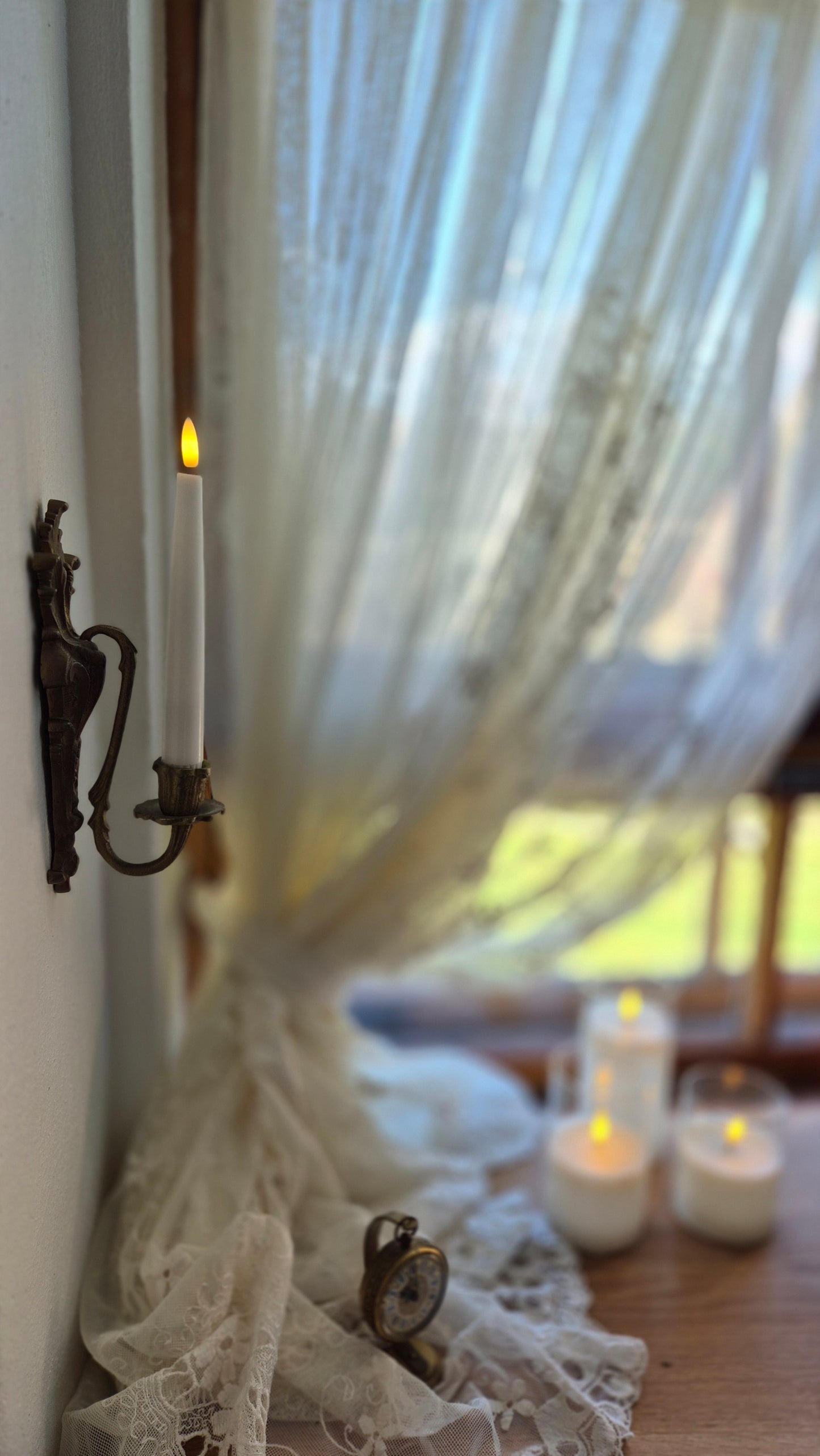 Set of 2 Vintage Brass Candle Wall Sconces