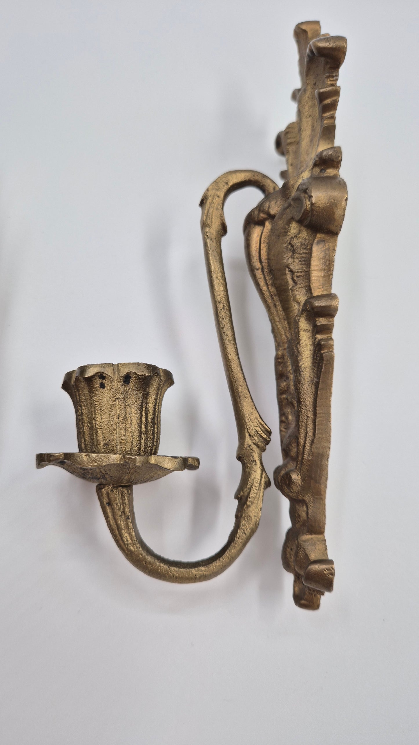 Set of 2 Vintage Brass Candle Wall Sconces