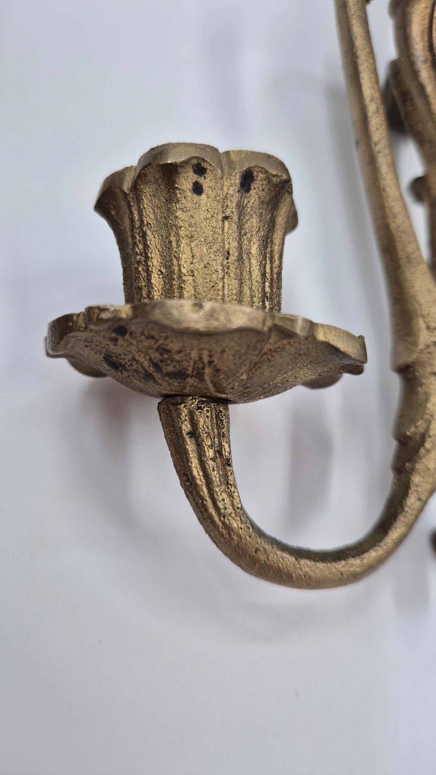 Set of 2 Vintage Brass Candle Wall Sconces