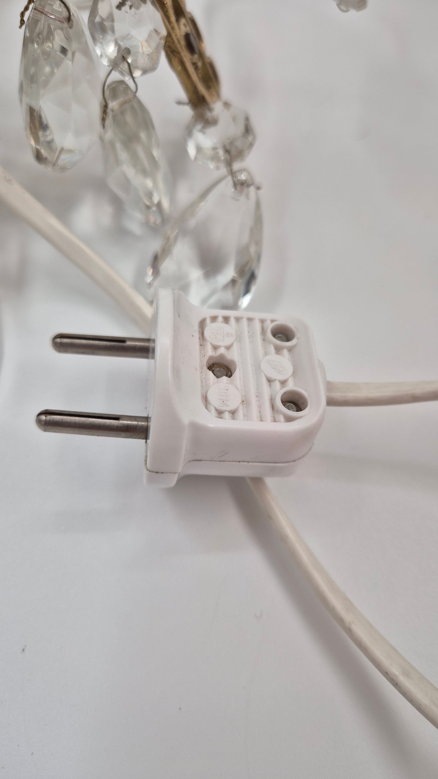 Vintage Crystal & Brass Wall Sconce with Candle Holders (Set of Two )