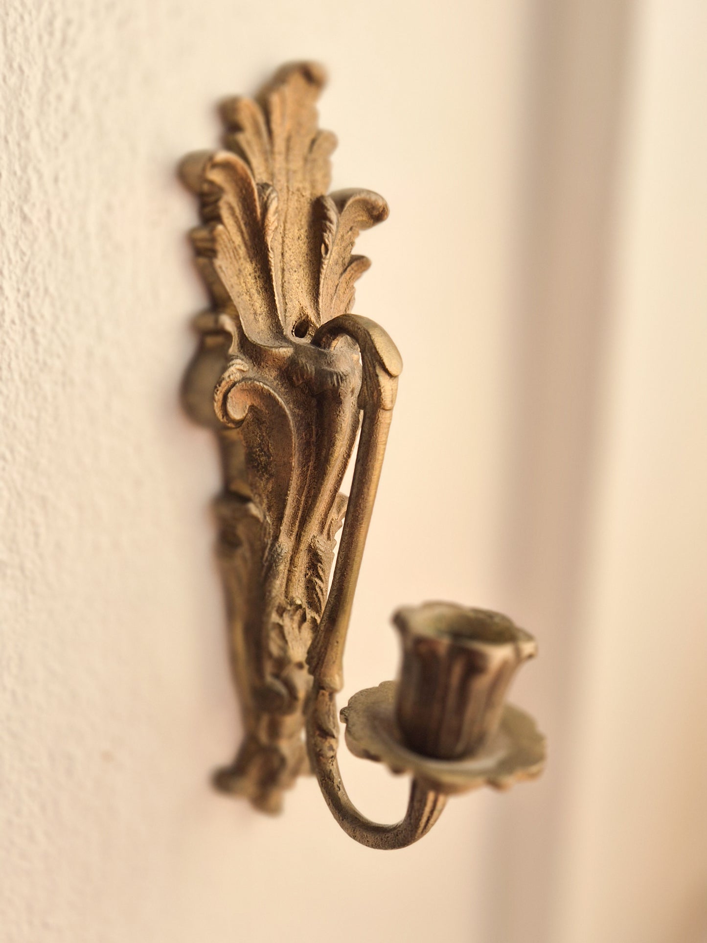 Set of 2 Vintage Brass Candle Wall Sconces