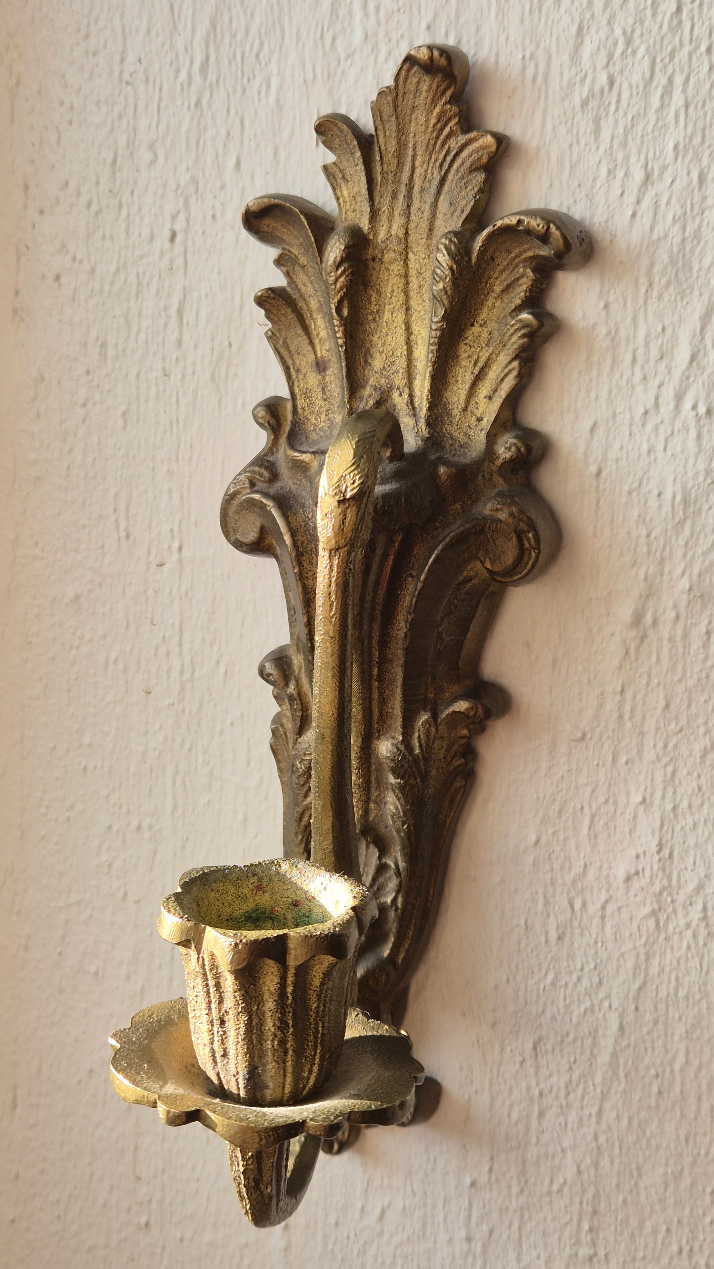 Set of 2 Vintage Brass Candle Wall Sconces