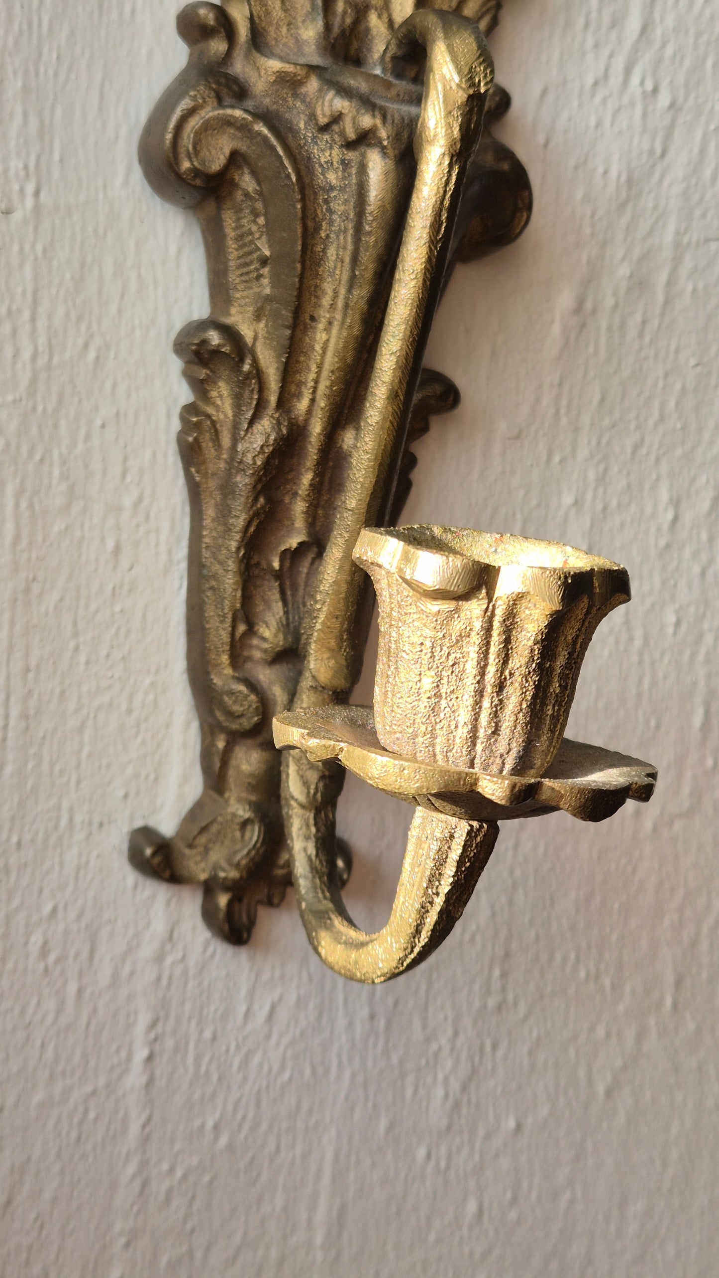 Set of 2 Vintage Brass Candle Wall Sconces