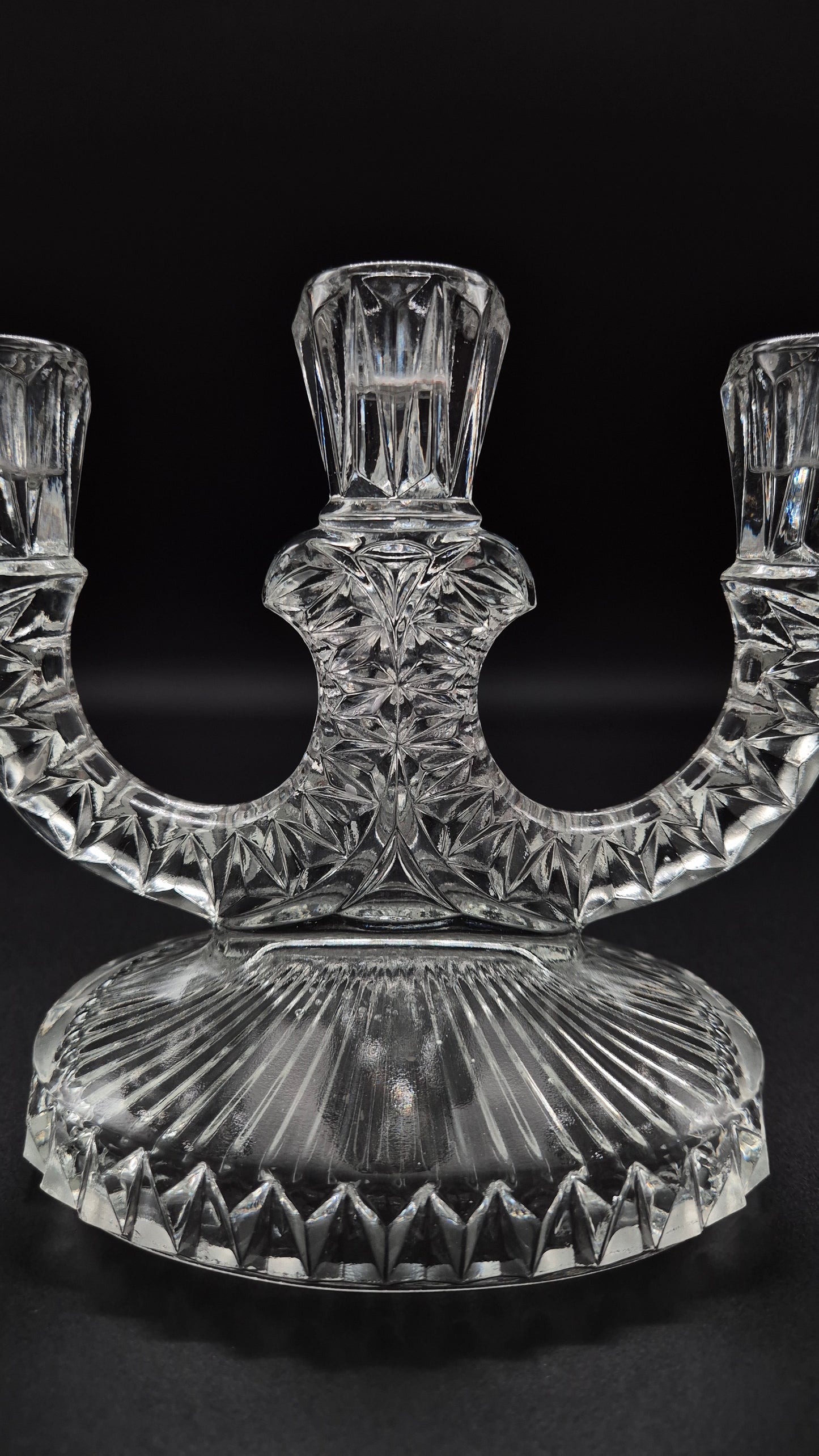 Art Deco Pressed Glass Candelabra