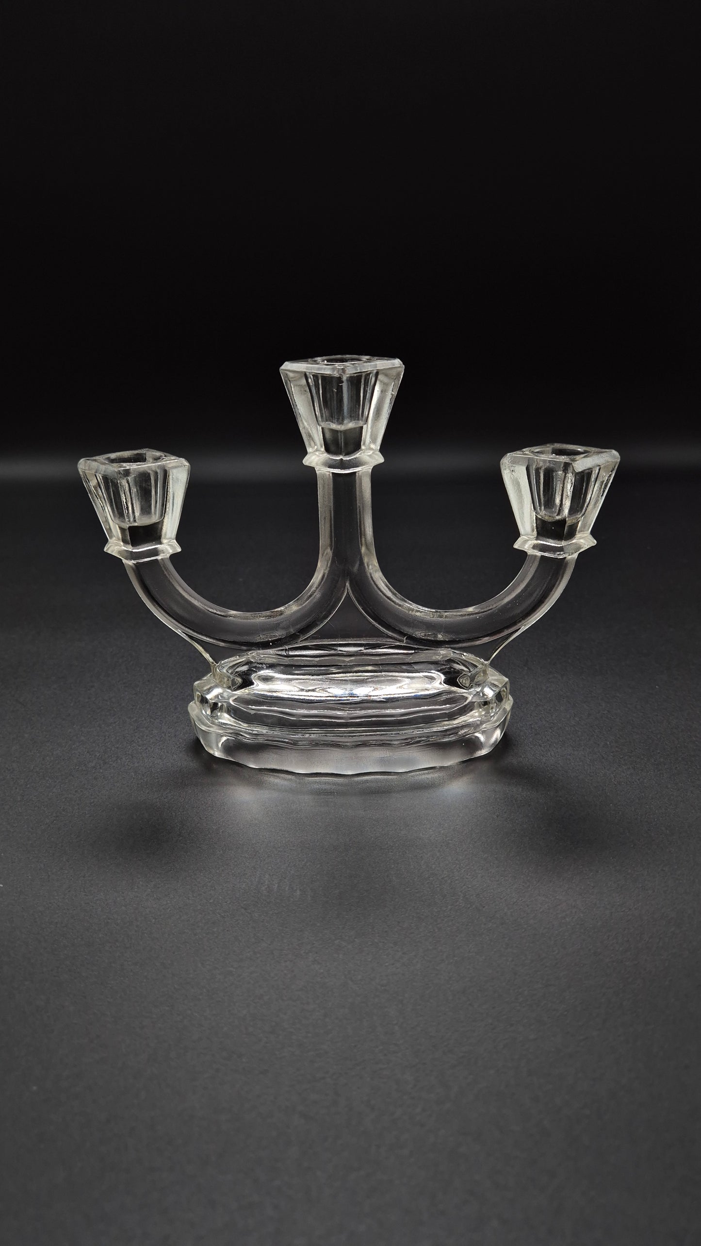 Art Deco Candlestick by Riihimäen Lasi – Vintage Finnish Glass Candle Holder