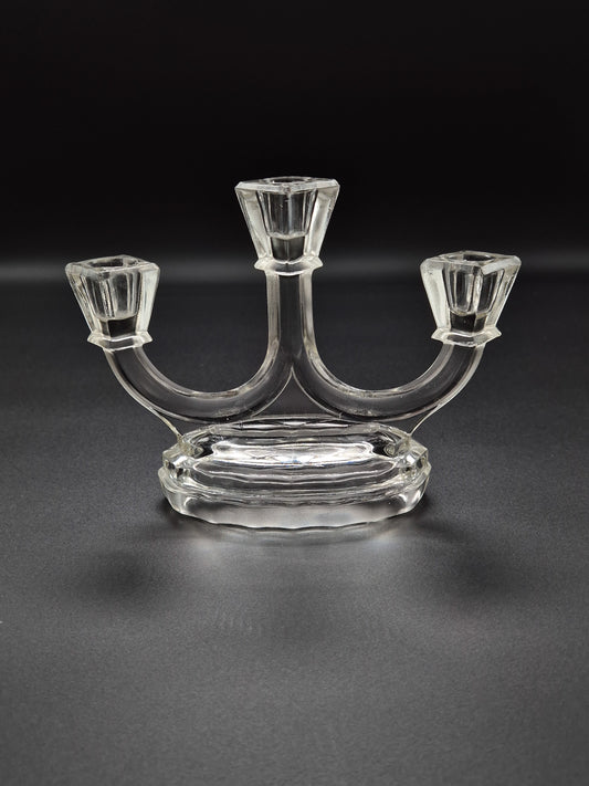 Art Deco Candlestick by Riihimäen Lasi – Vintage Finnish Glass Candle Holder