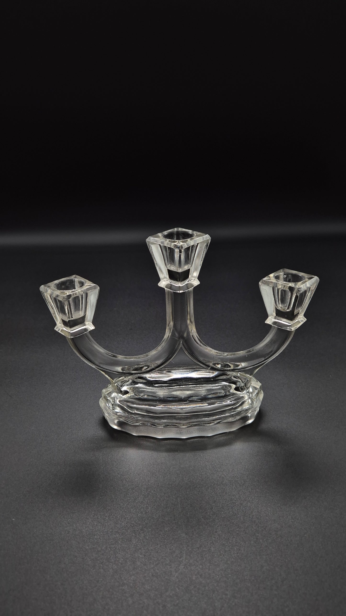 Art Deco Candlestick by Riihimäen Lasi – Vintage Finnish Glass Candle Holder