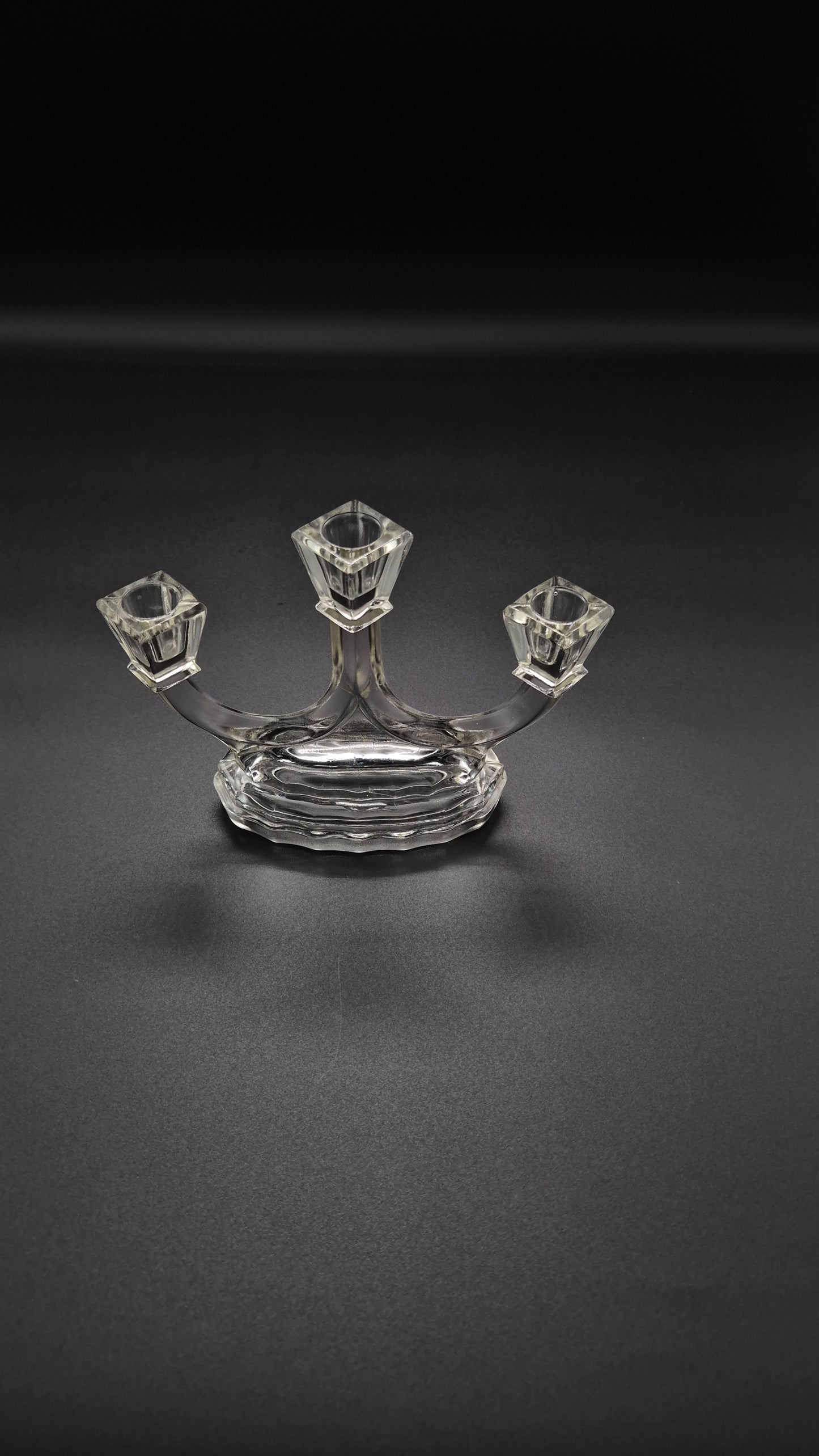 Art Deco Candlestick by Riihimäen Lasi – Vintage Finnish Glass Candle Holder