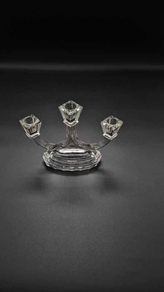 Art Deco Candlestick by Riihimäen Lasi – Vintage Finnish Glass Candle Holder