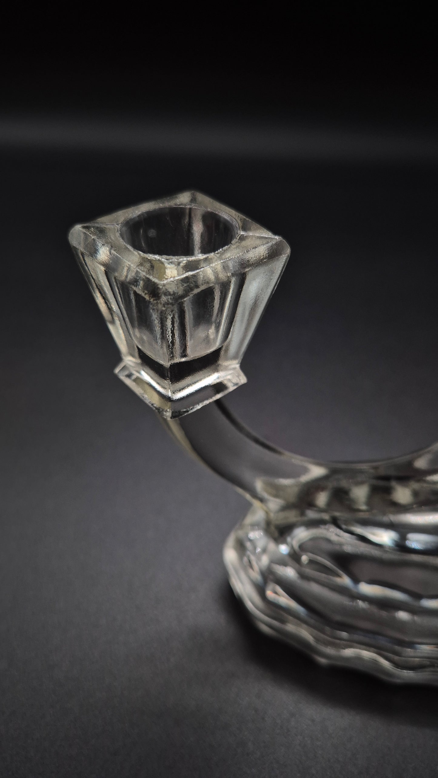 Art Deco Candlestick by Riihimäen Lasi – Vintage Finnish Glass Candle Holder