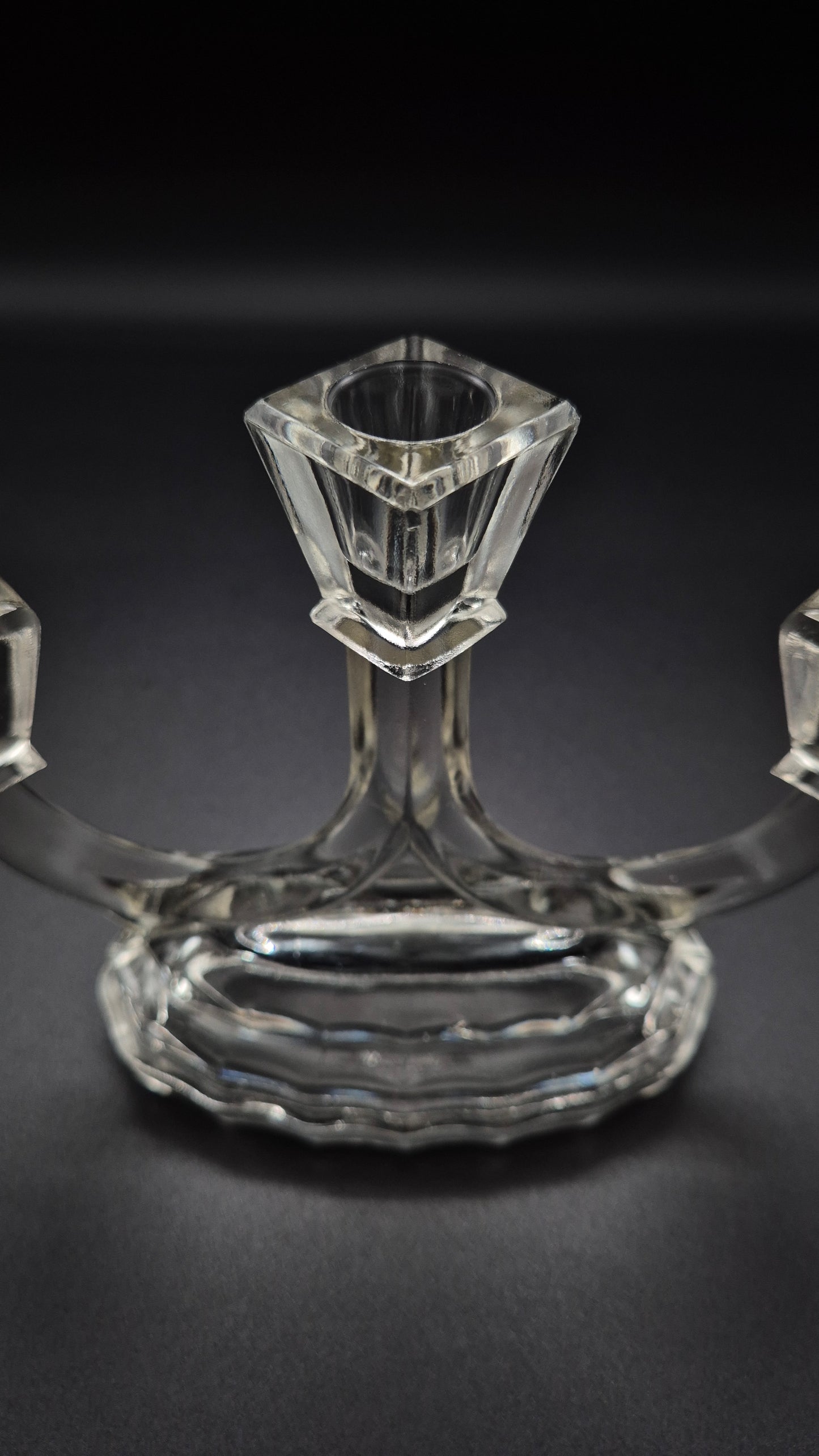 Art Deco Candlestick by Riihimäen Lasi – Vintage Finnish Glass Candle Holder