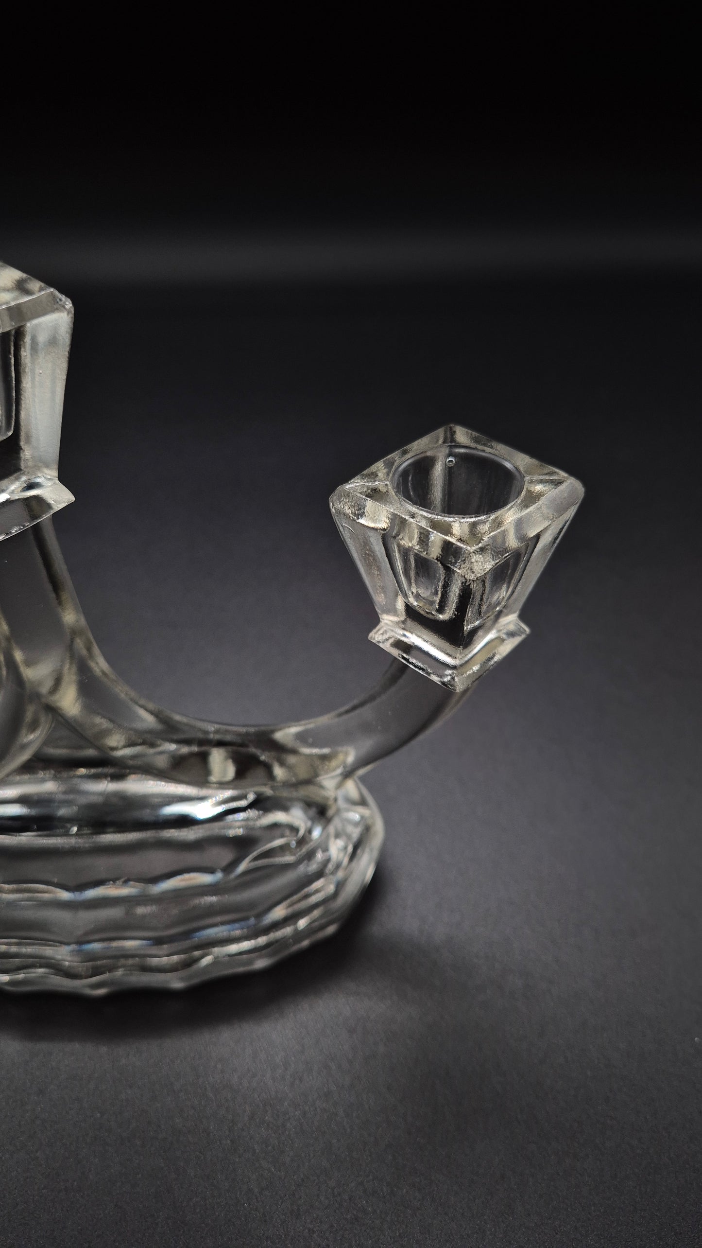 Art Deco Candlestick by Riihimäen Lasi – Vintage Finnish Glass Candle Holder