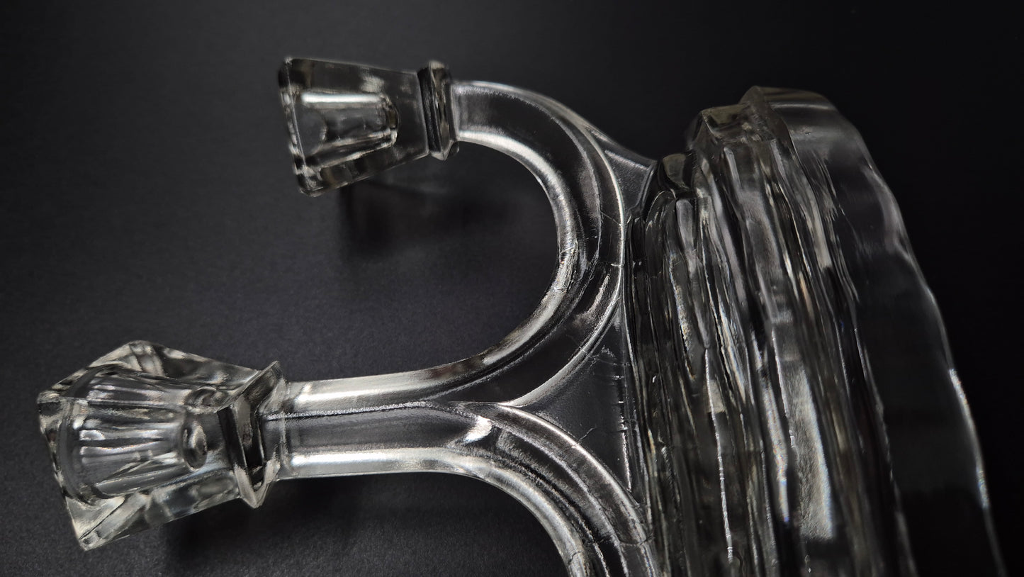 Art Deco Candlestick by Riihimäen Lasi – Vintage Finnish Glass Candle Holder