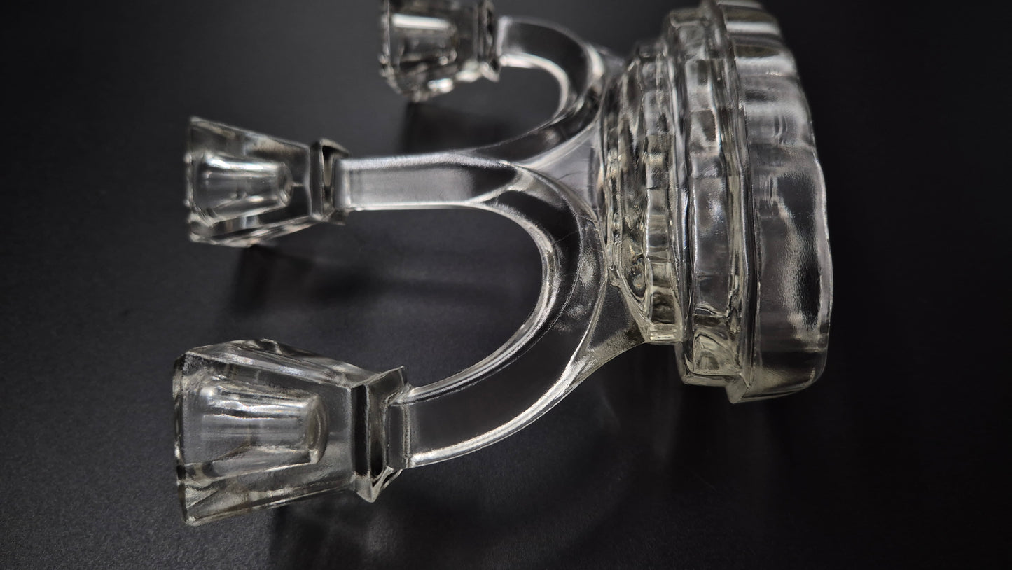 Art Deco Candlestick by Riihimäen Lasi – Vintage Finnish Glass Candle Holder