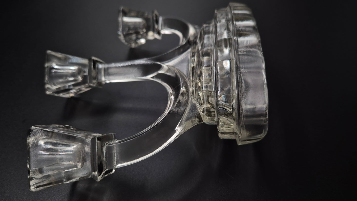 Art Deco Candlestick by Riihimäen Lasi – Vintage Finnish Glass Candle Holder