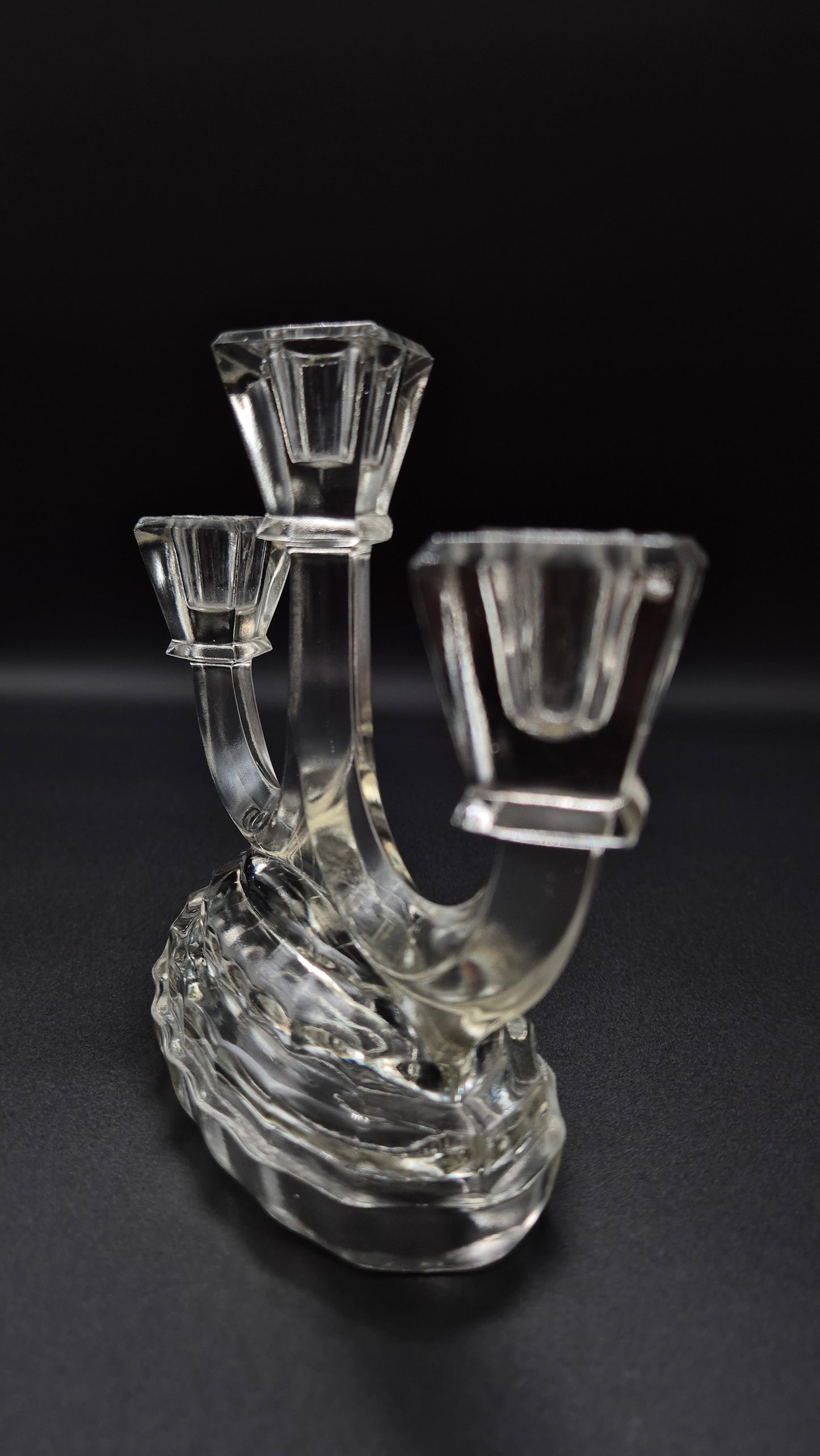 Art Deco Candlestick by Riihimäen Lasi – Vintage Finnish Glass Candle Holder