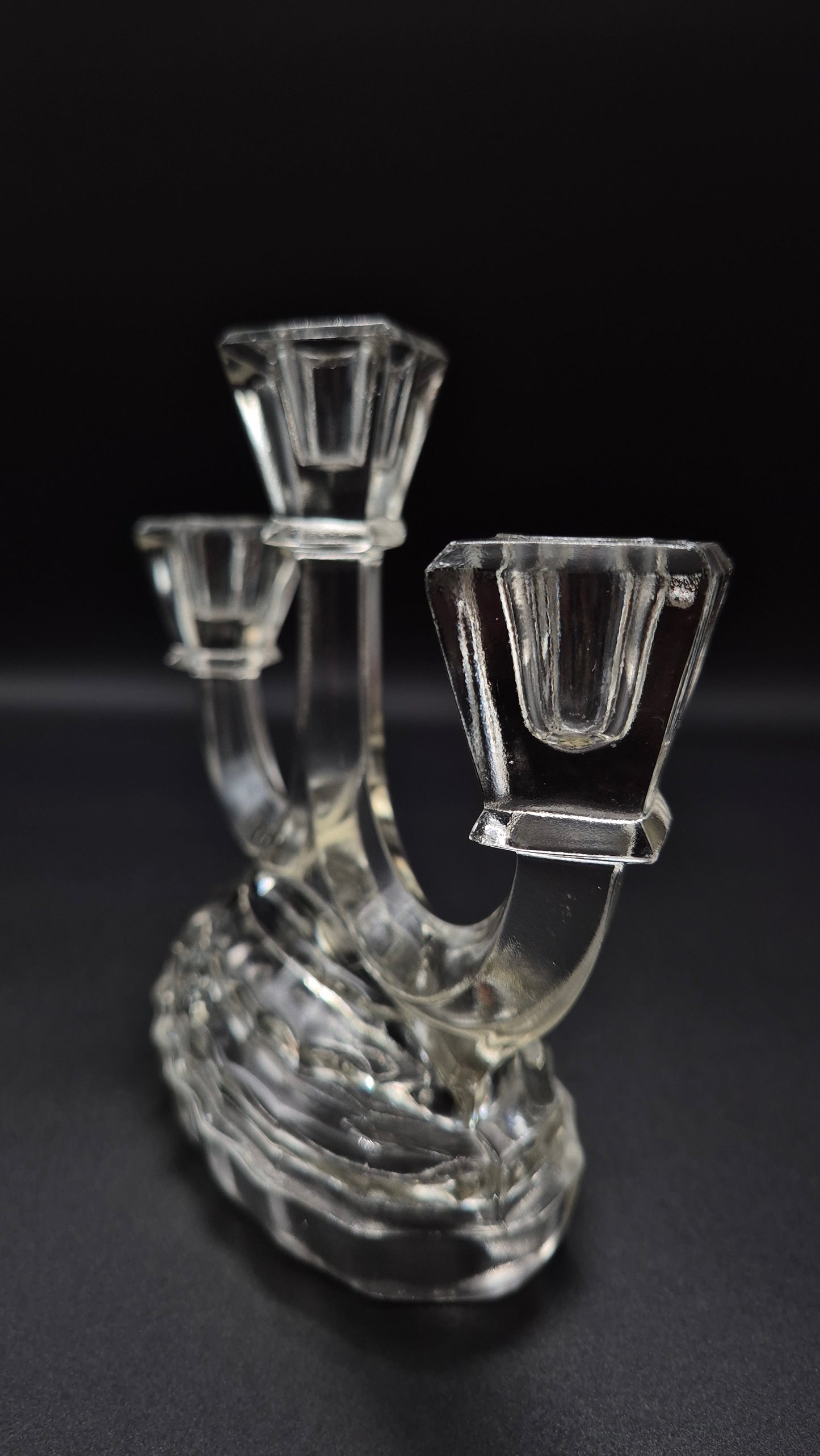 Art Deco Candlestick by Riihimäen Lasi – Vintage Finnish Glass Candle Holder