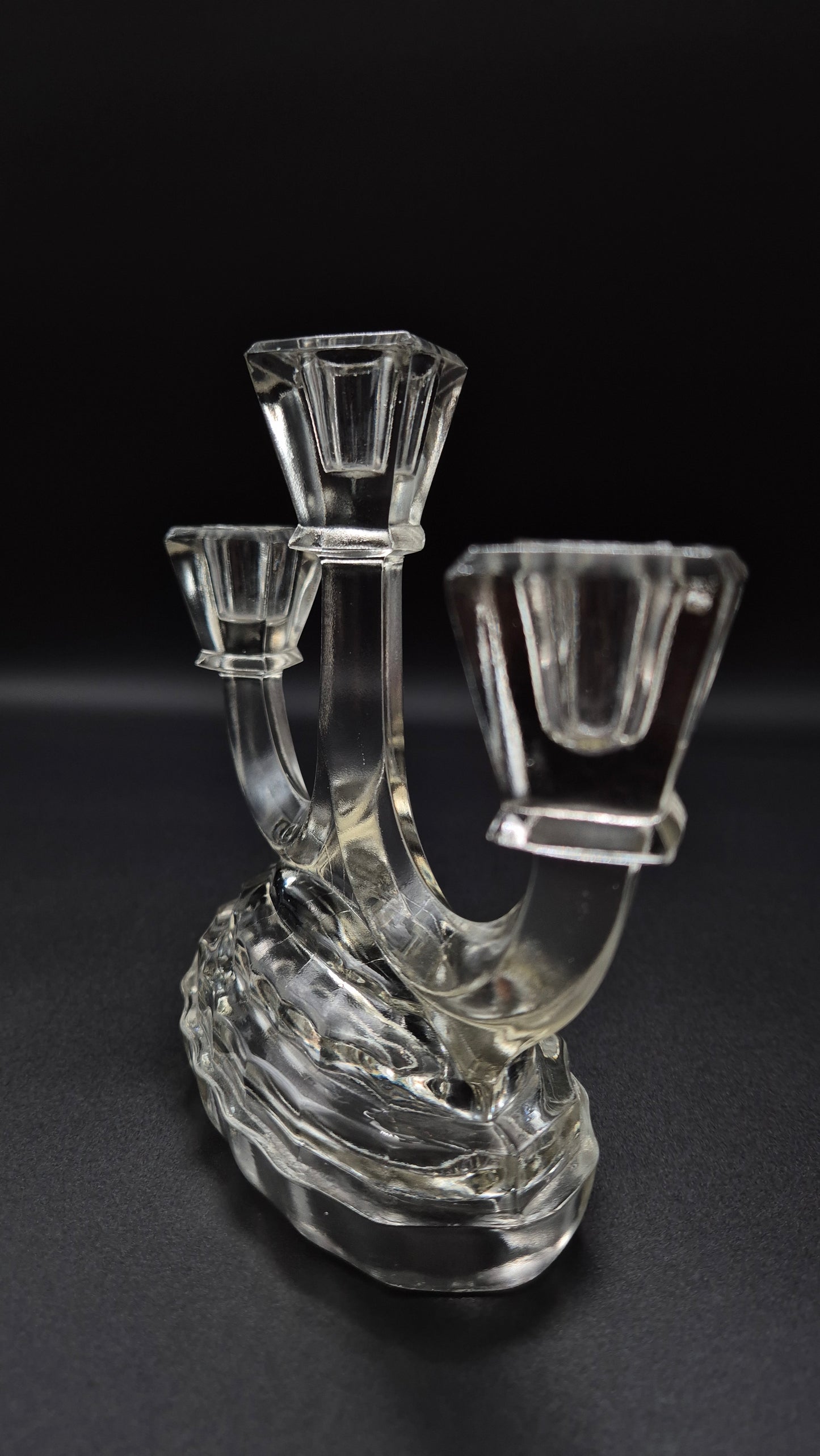 Art Deco Candlestick by Riihimäen Lasi – Vintage Finnish Glass Candle Holder