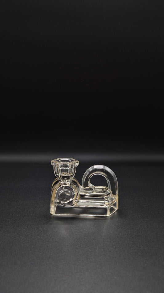 Art Deco Glass Candlestick – Vintage Elegant Candle Holder