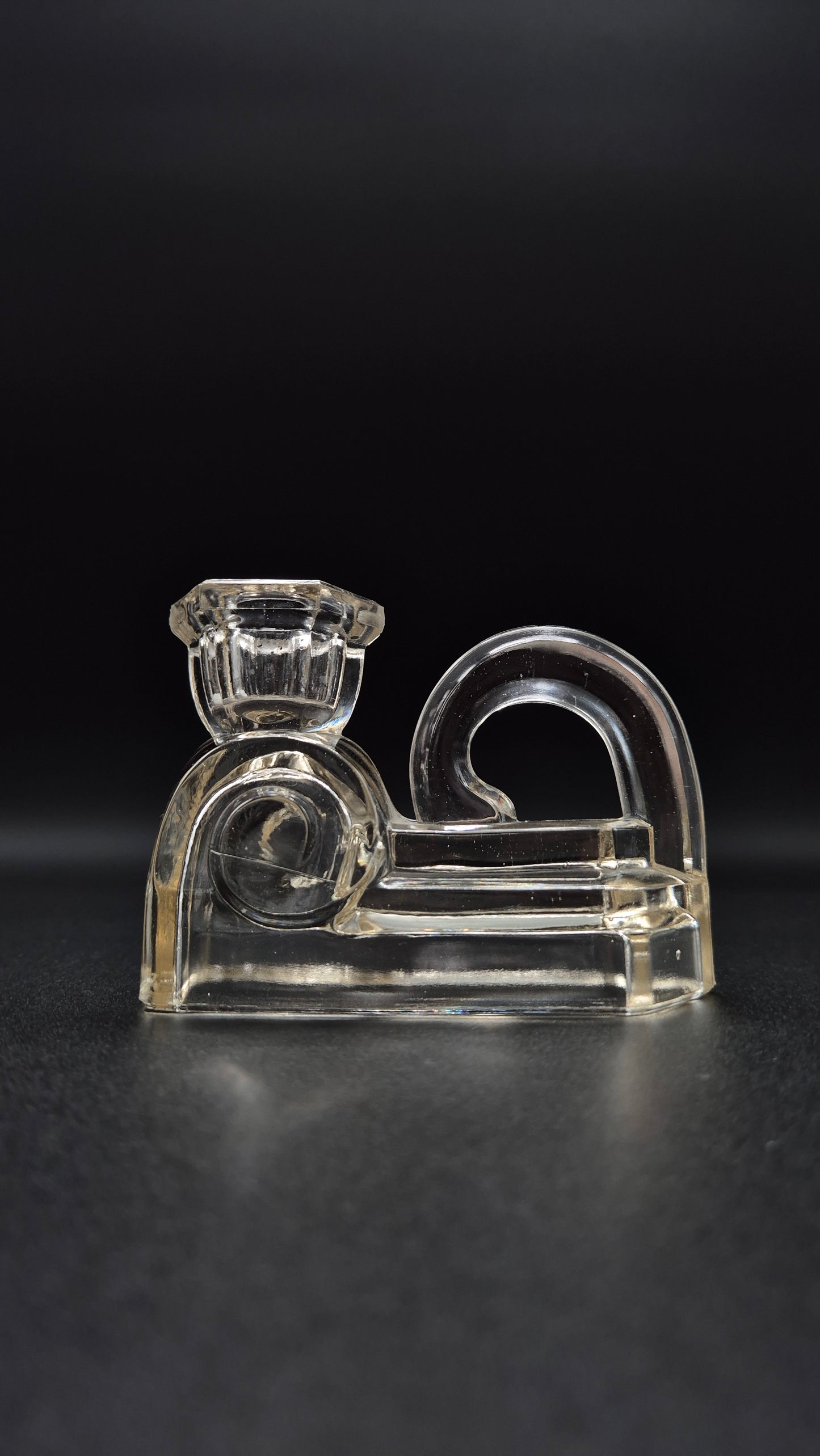 Art Deco Glass Candlestick – Vintage Elegant Candle Holder