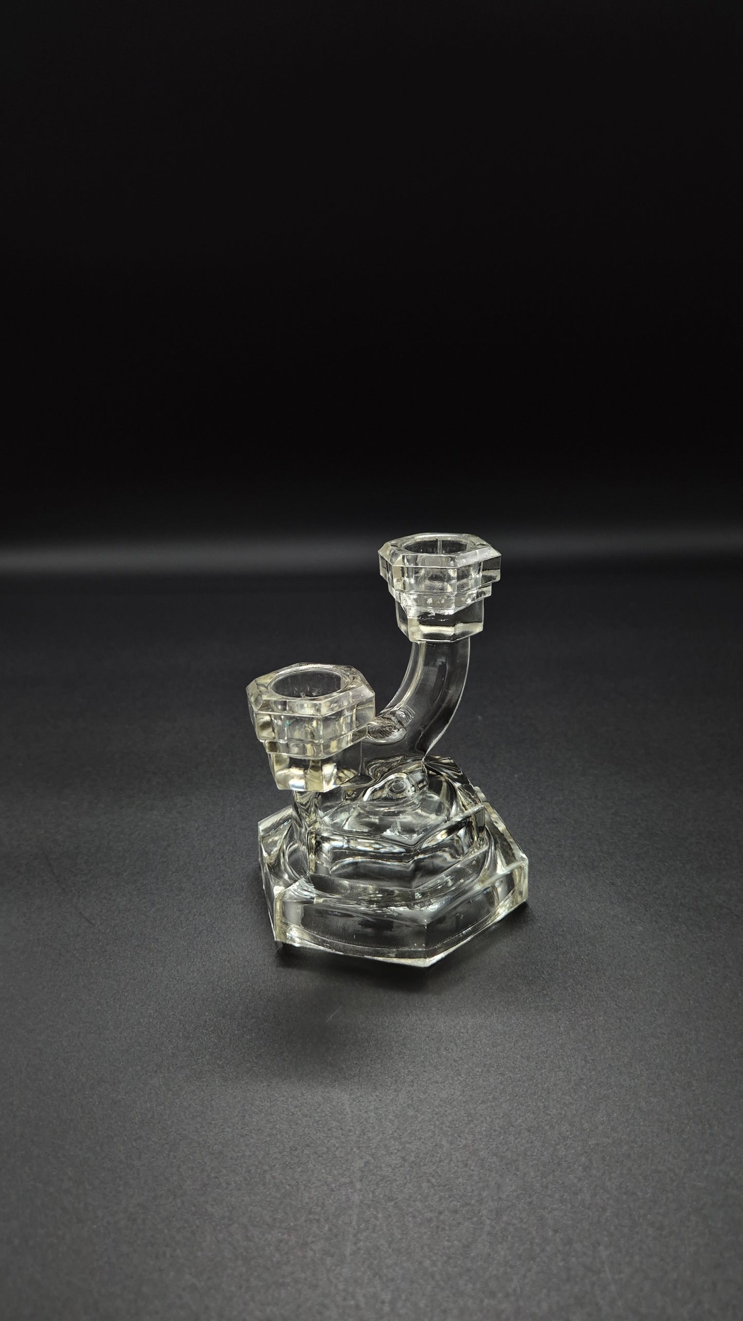 Art Deco Candlestick by Riihimäen Lasi – Vintage Finnish Glass Candle Holder