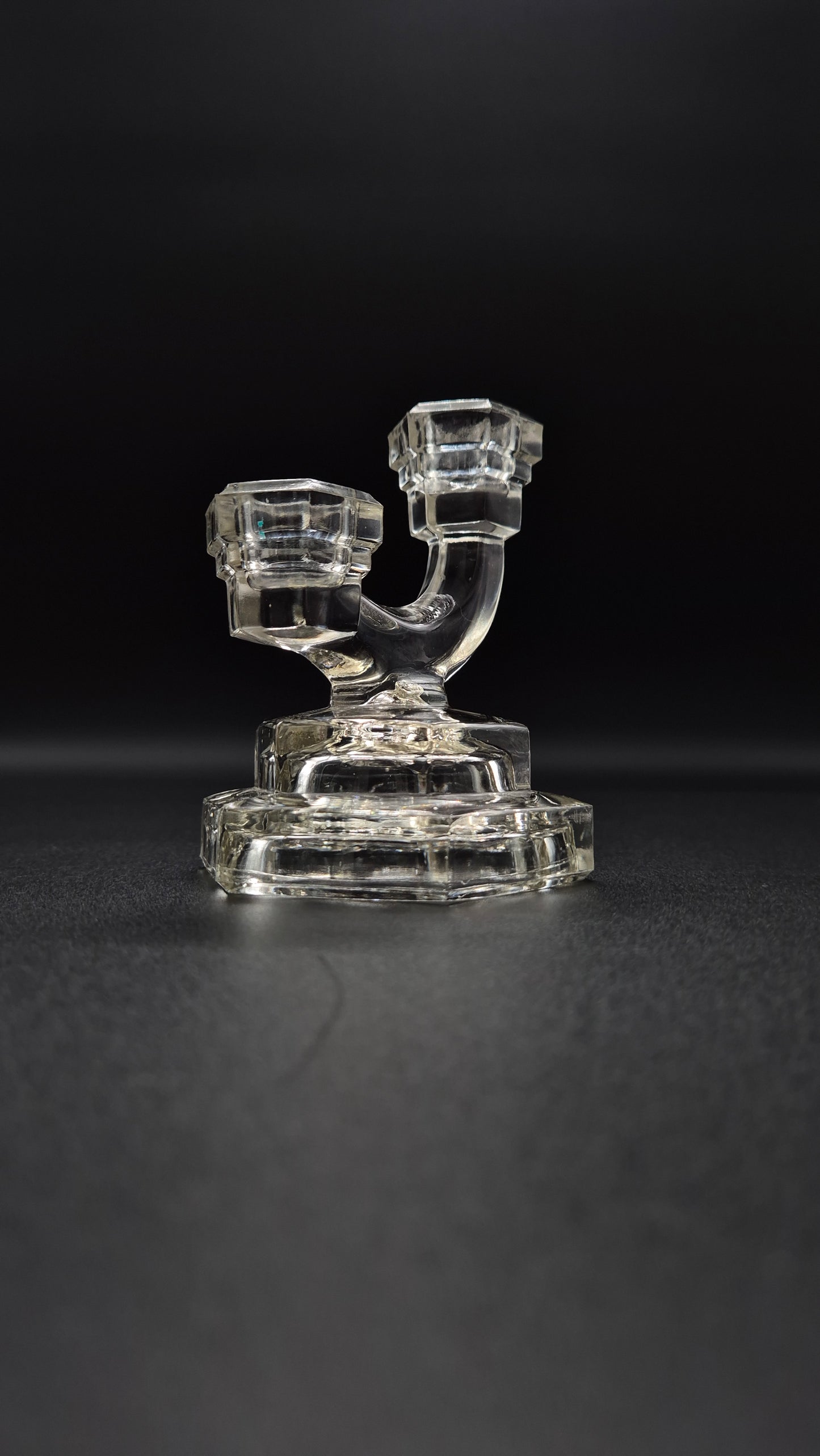 Art Deco Candlestick by Riihimäen Lasi – Vintage Finnish Glass Candle Holder