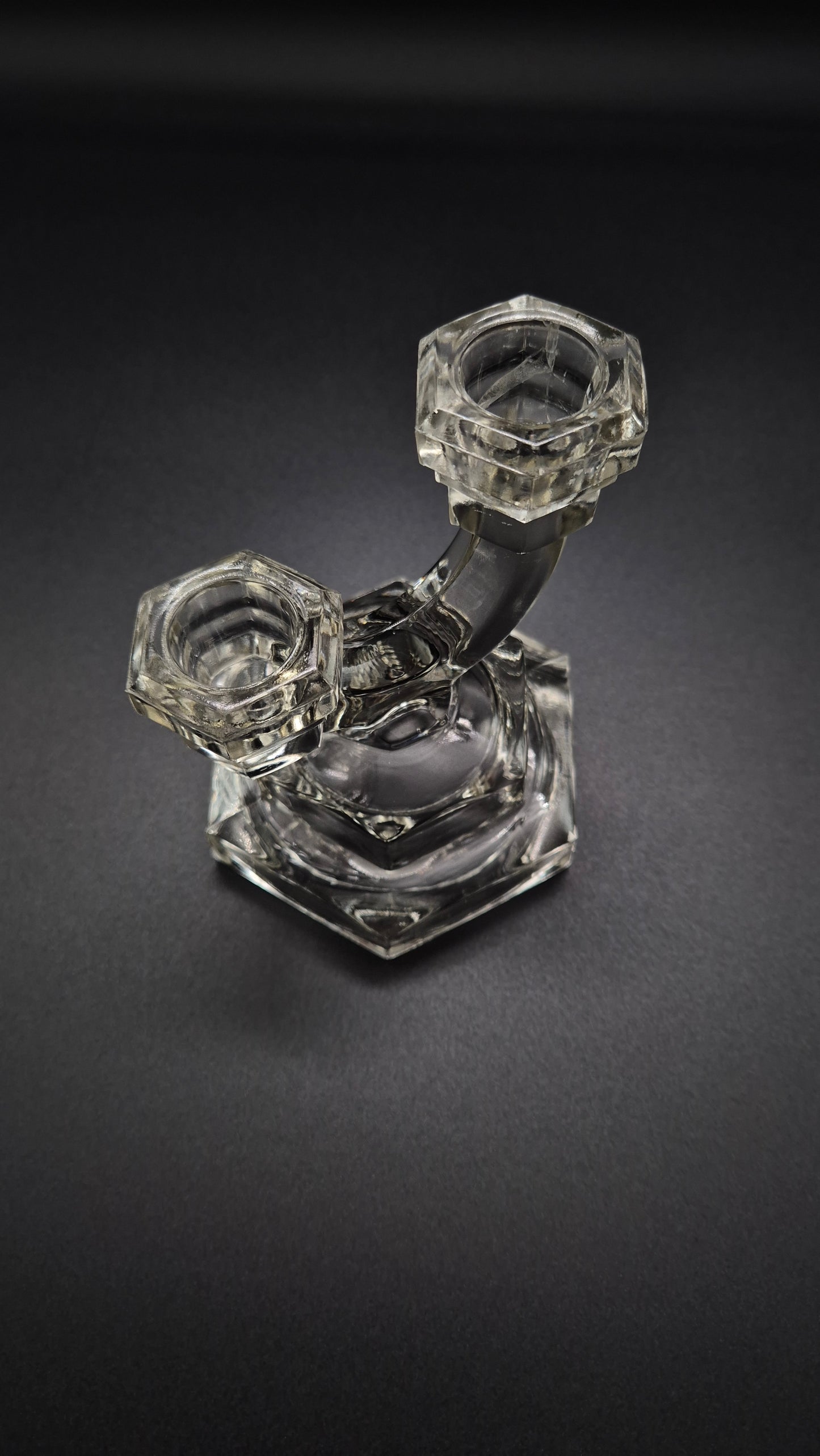 Art Deco Candlestick by Riihimäen Lasi – Vintage Finnish Glass Candle Holder