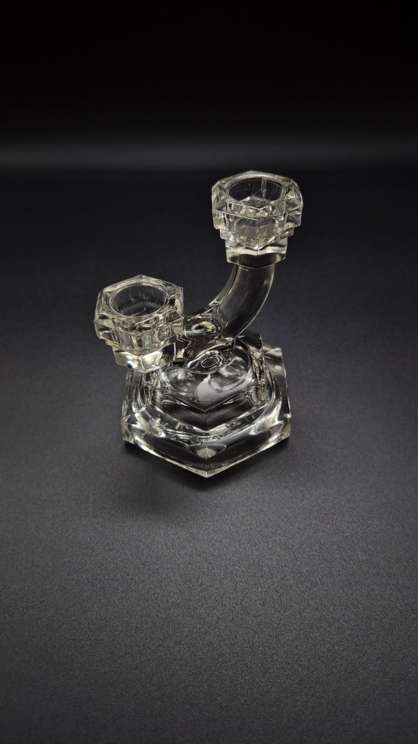 Art Deco Candlestick by Riihimäen Lasi – Vintage Finnish Glass Candle Holder