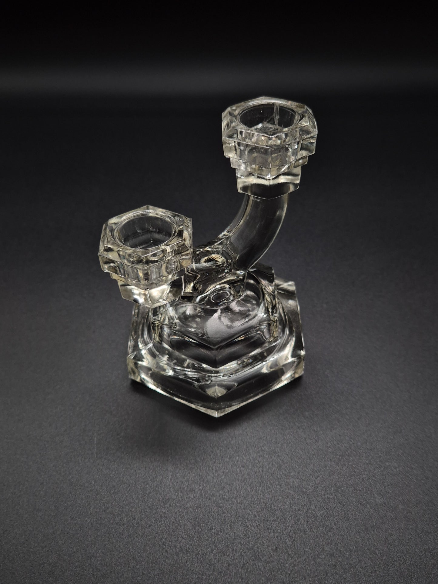 Art Deco Candlestick by Riihimäen Lasi – Vintage Finnish Glass Candle Holder