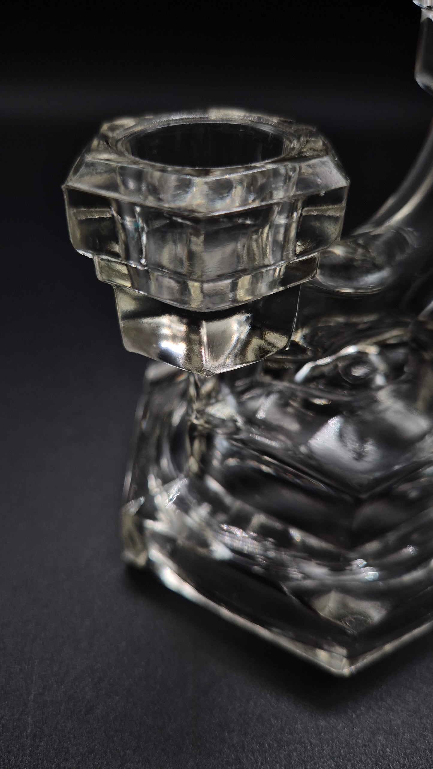 Art Deco Candlestick by Riihimäen Lasi – Vintage Finnish Glass Candle Holder