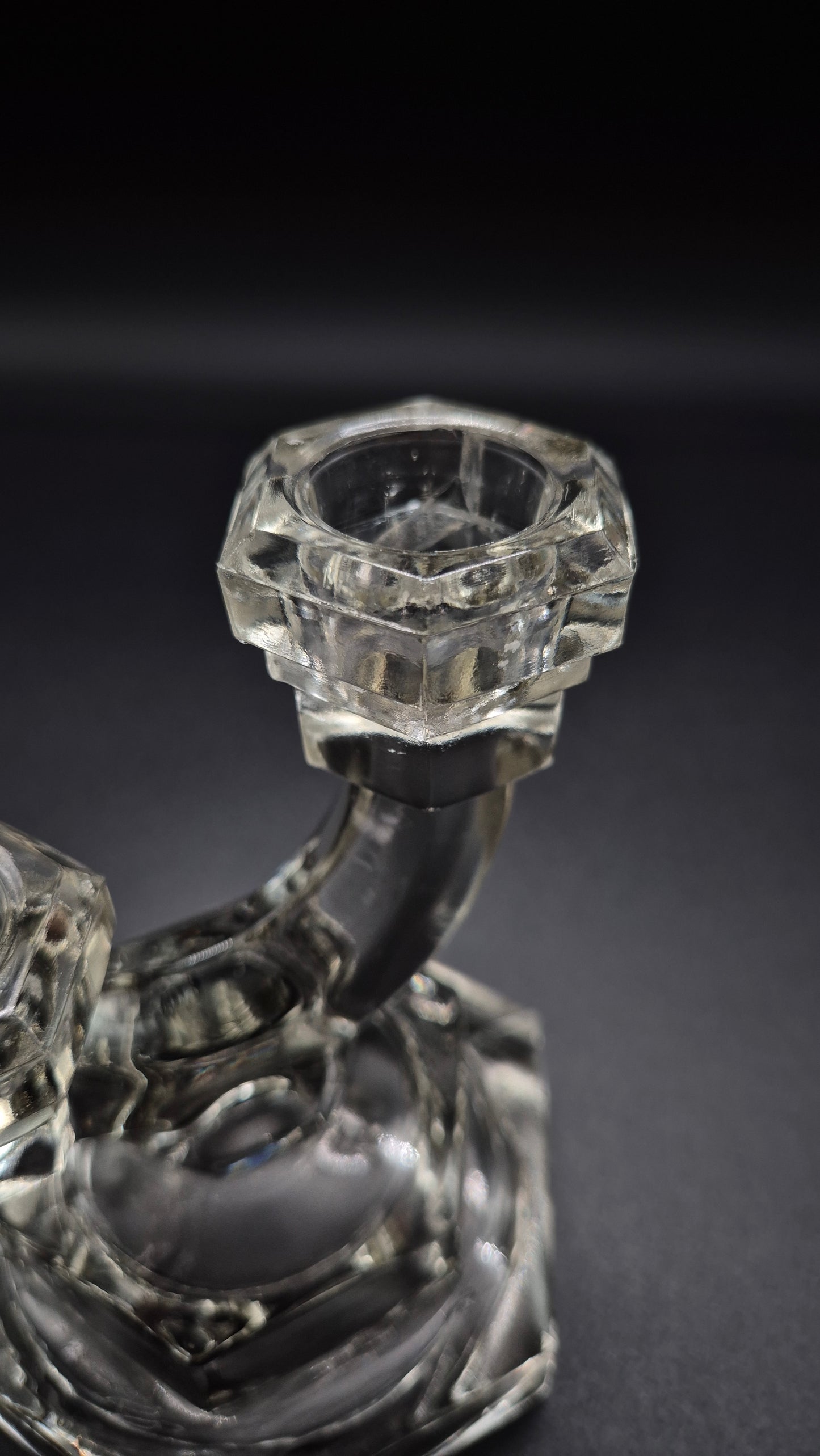 Art Deco Candlestick by Riihimäen Lasi – Vintage Finnish Glass Candle Holder