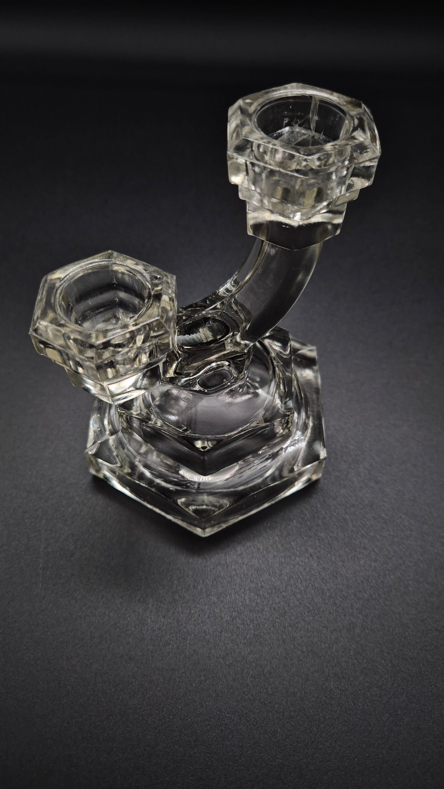 Art Deco Candlestick by Riihimäen Lasi – Vintage Finnish Glass Candle Holder