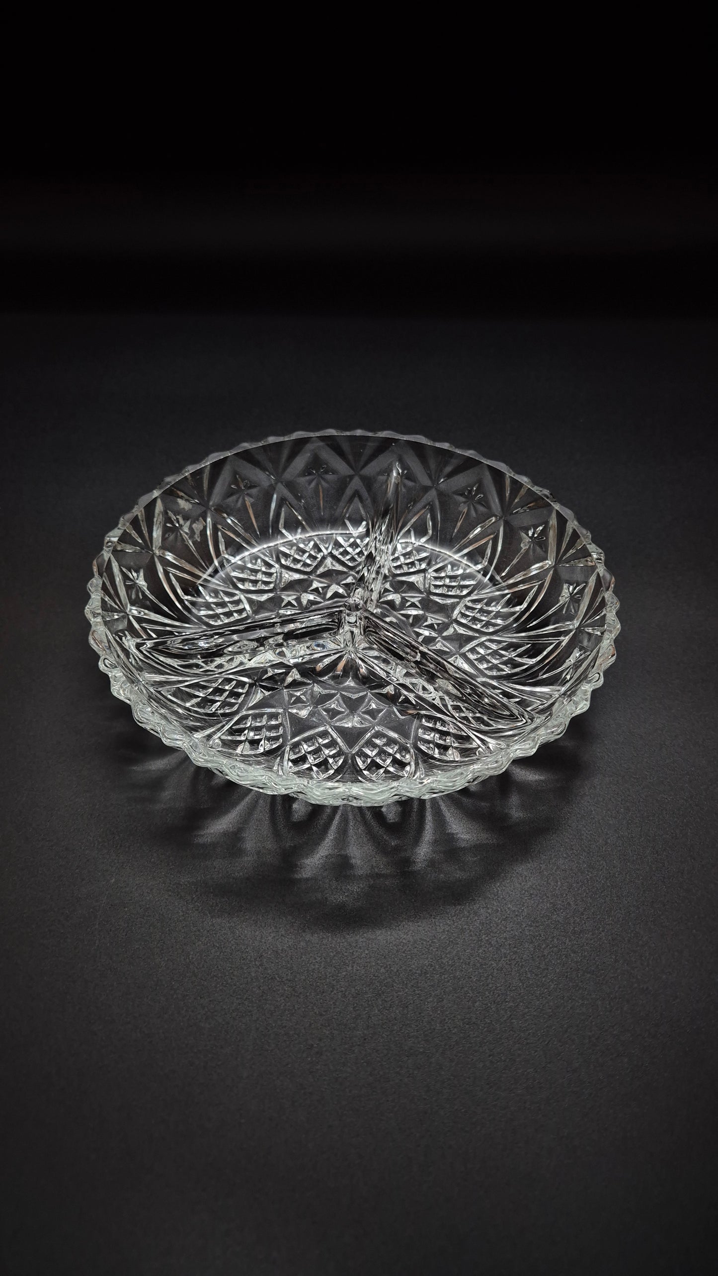 Vintage French Glass Partition Plate - Round Serving Dish