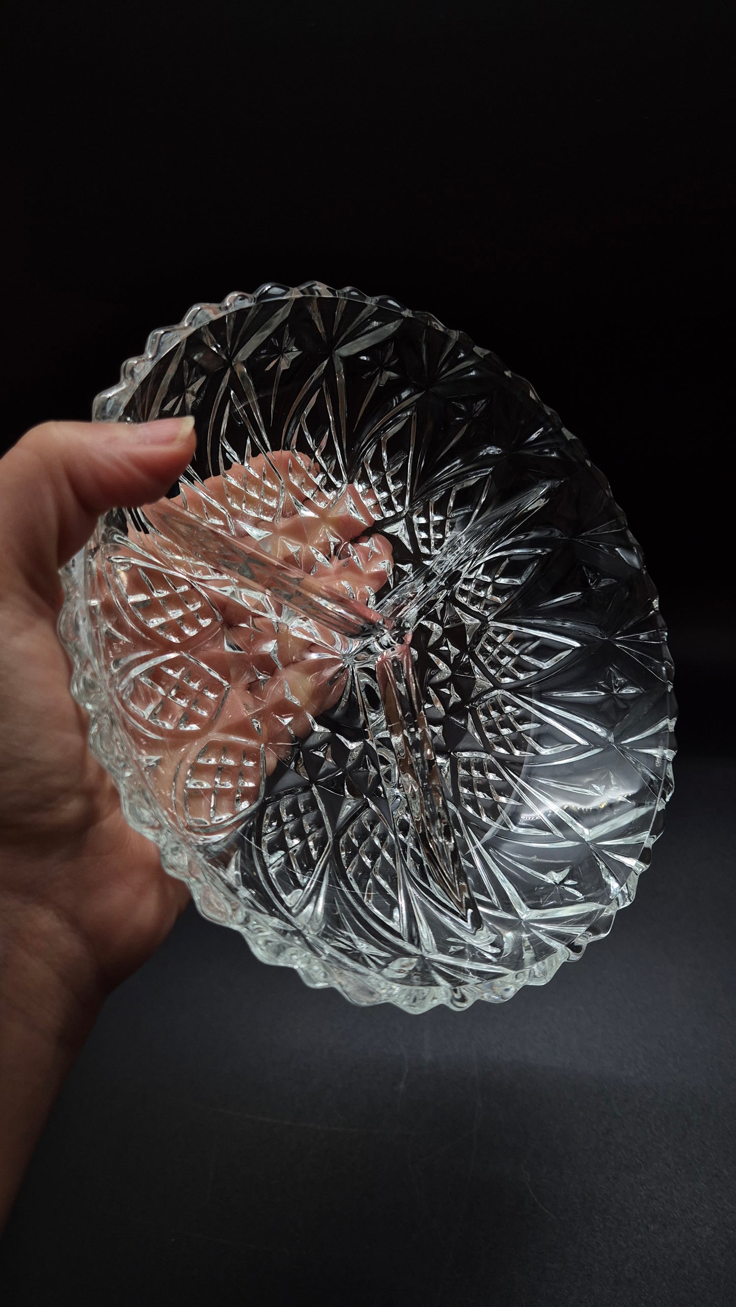 Vintage French Glass Partition Plate - Round Serving Dish