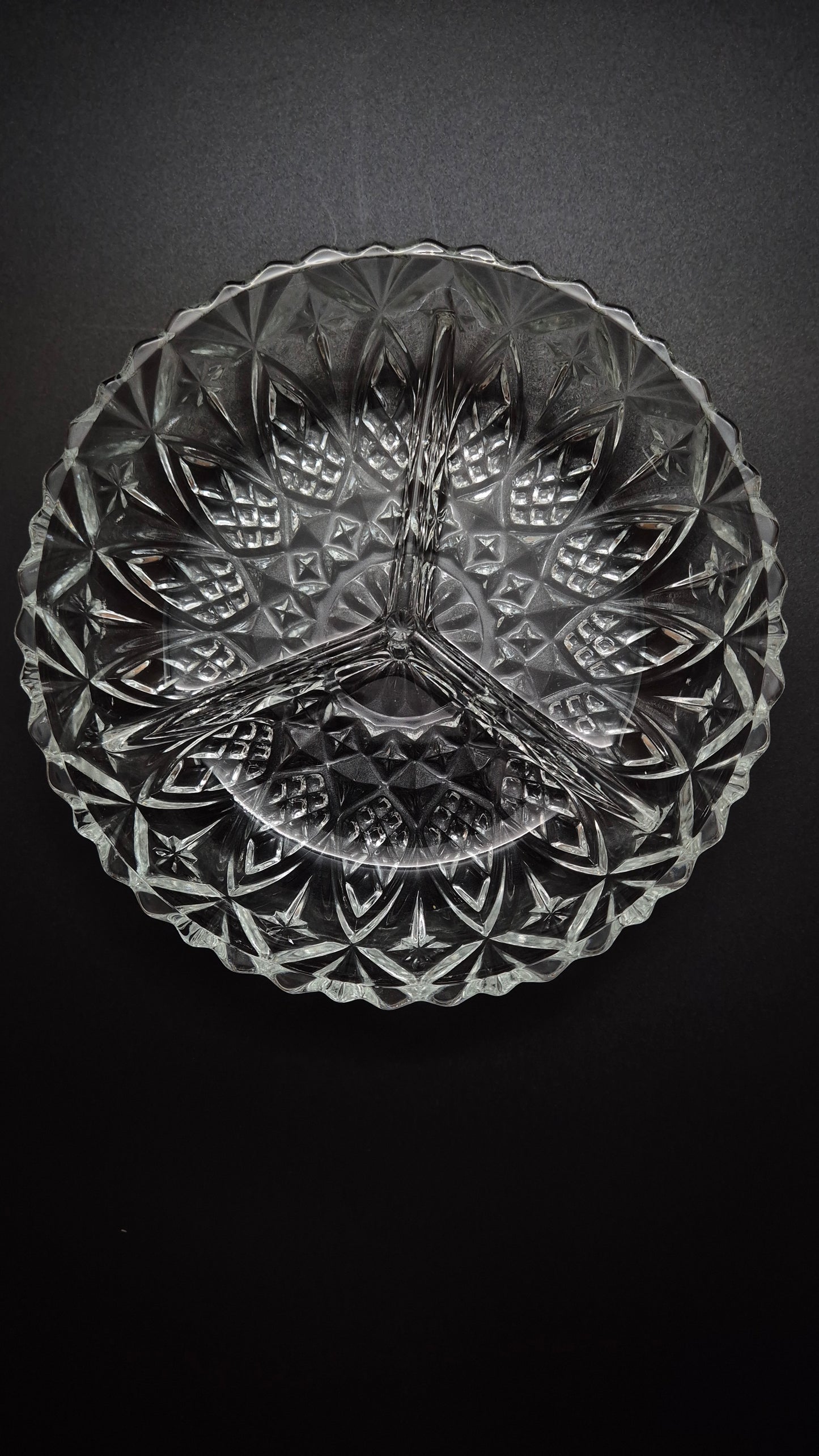 Vintage French Glass Partition Plate - Round Serving Dish