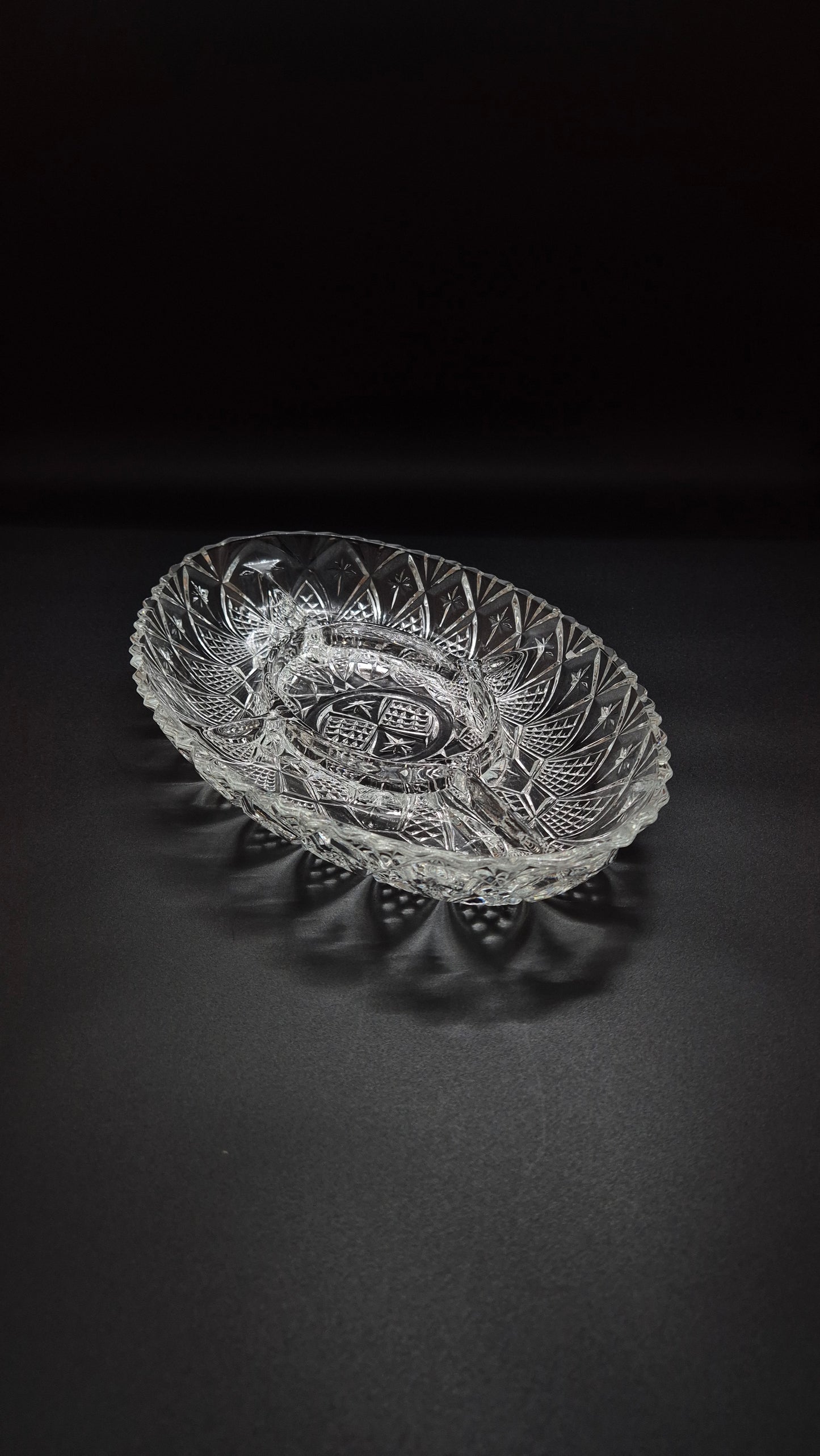 Vintage French Glass Partition Plate – Rustic Divided Serving Dish