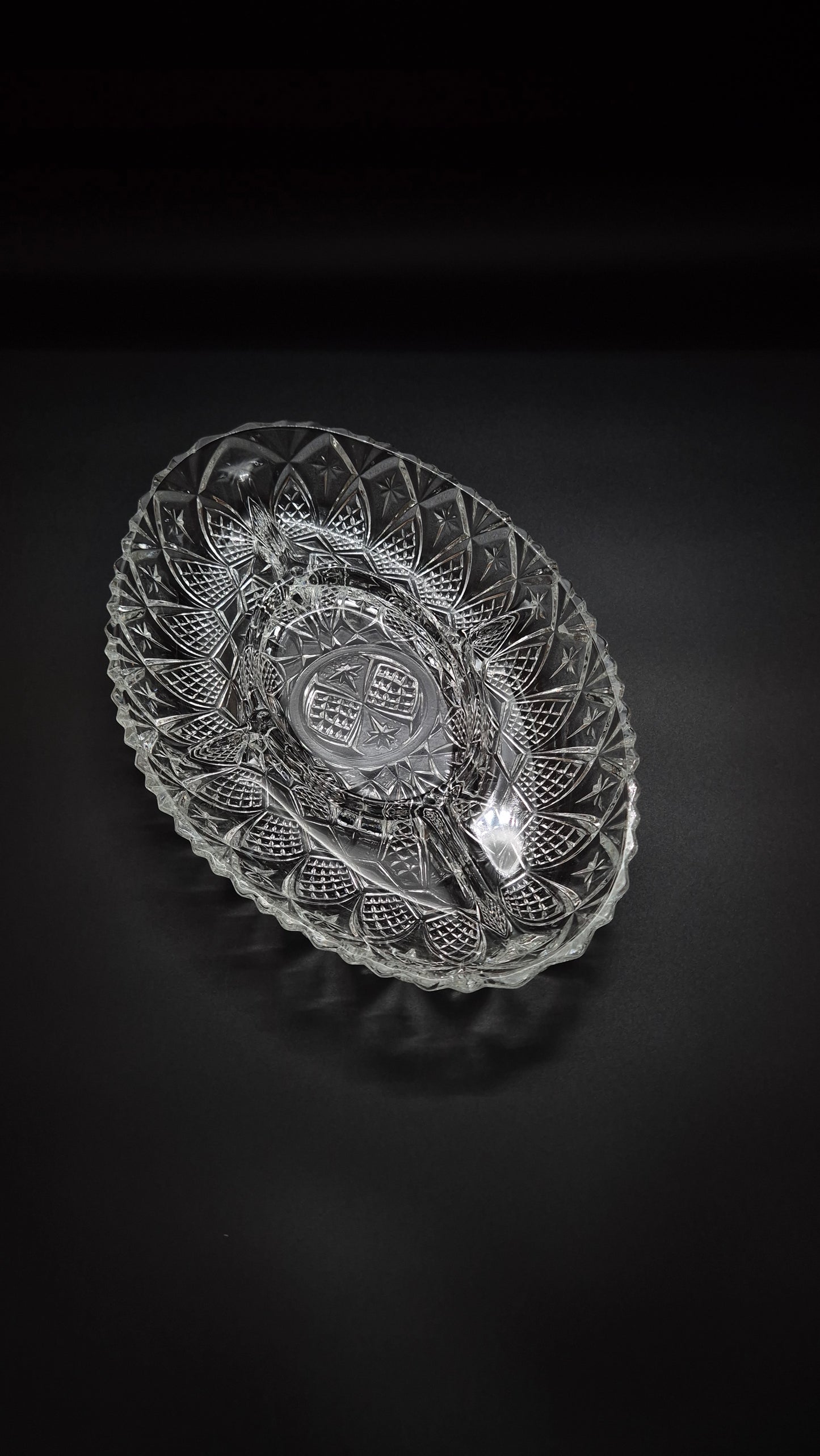 Vintage French Glass Partition Plate – Rustic Divided Serving Dish