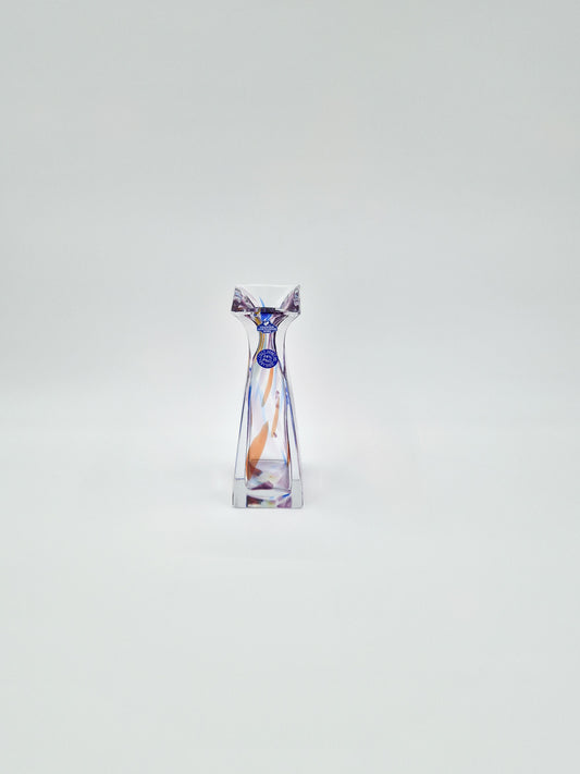 Vase en cristal au plomb coloré russe – Verre d'art vintage taillé à la main