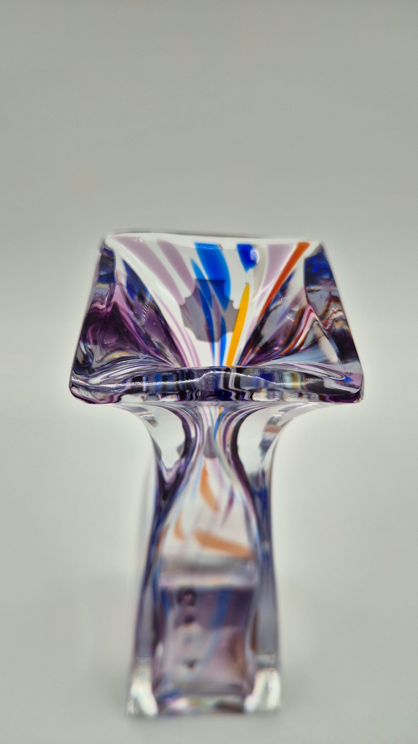 Russian Colored Lead Crystal Vase – Vintage Hand-Cut Art Glass