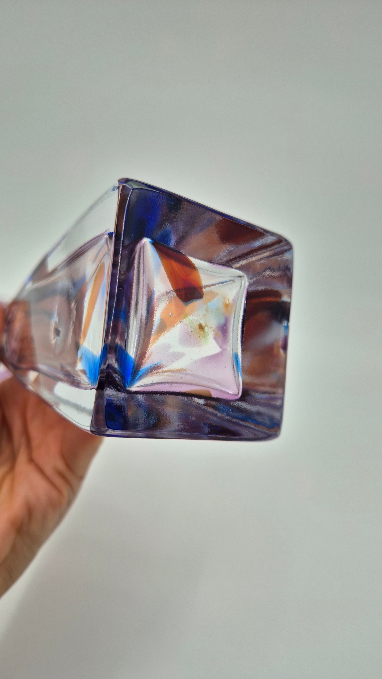 Russian Colored Lead Crystal Vase – Vintage Hand-Cut Art Glass