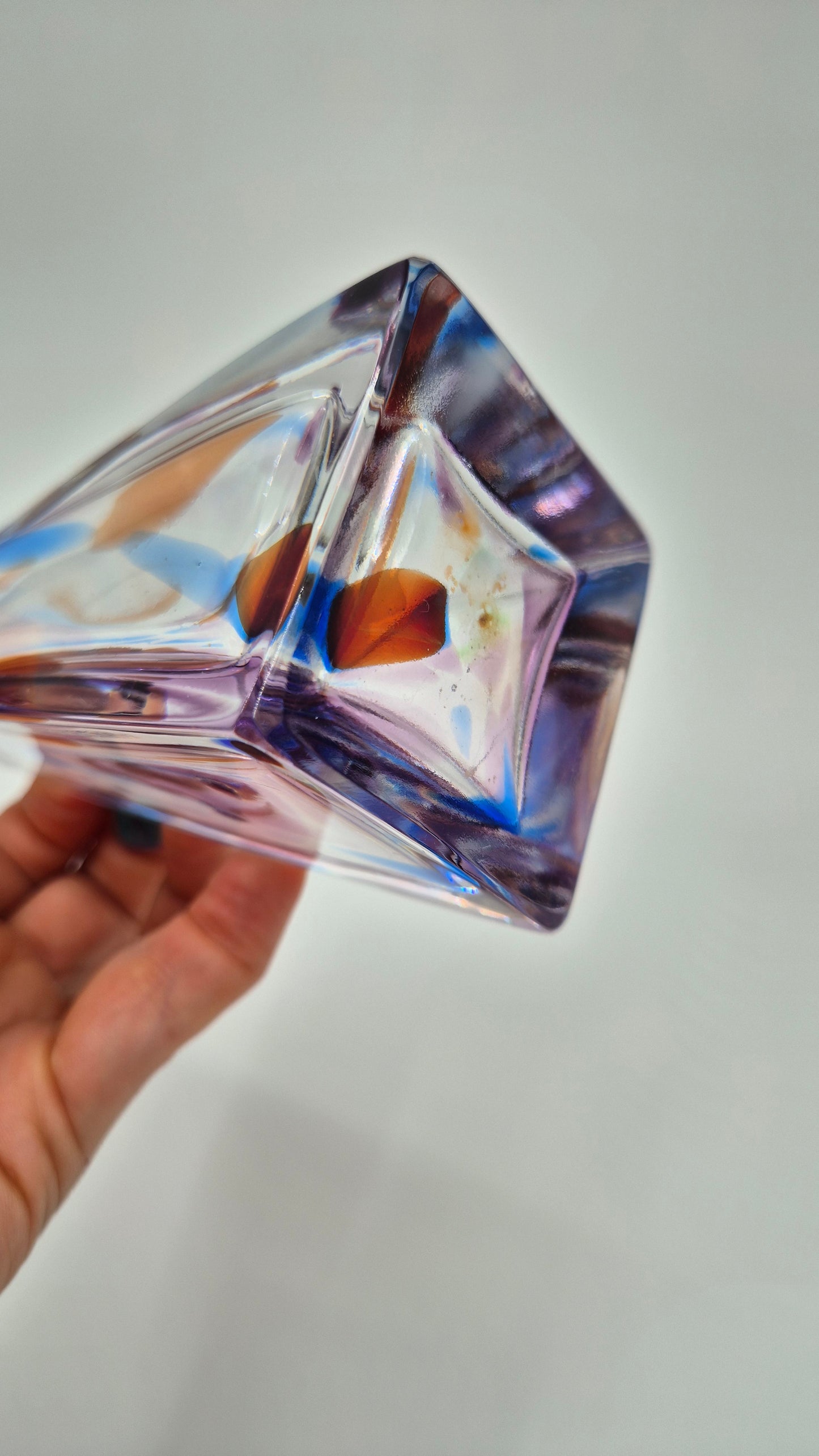 Russian Colored Lead Crystal Vase – Vintage Hand-Cut Art Glass