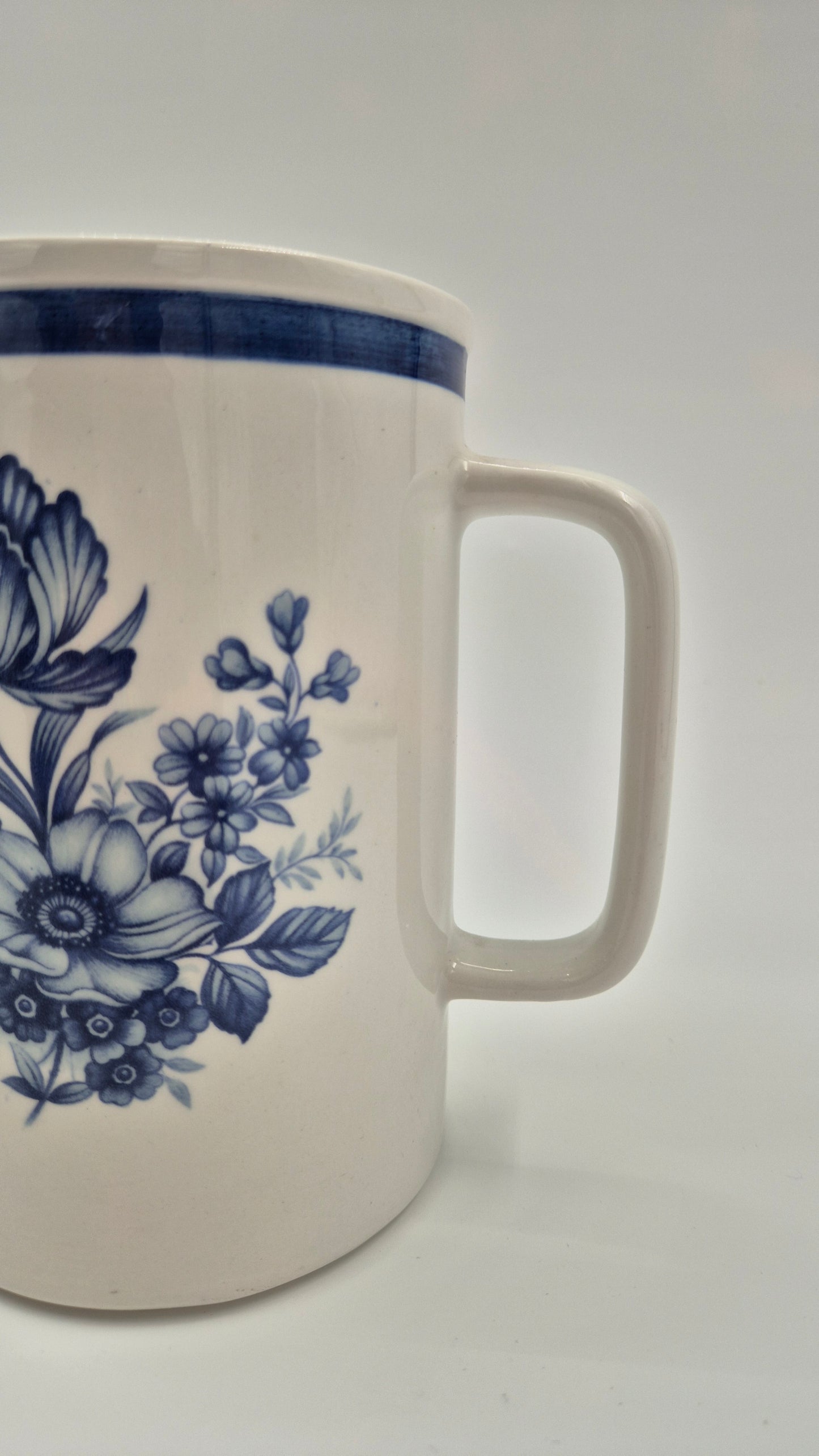 Vintage Upsala-Ekeby Gefle “Anemone” Pitcher – Blue Floral Jug – Sweden 1970s