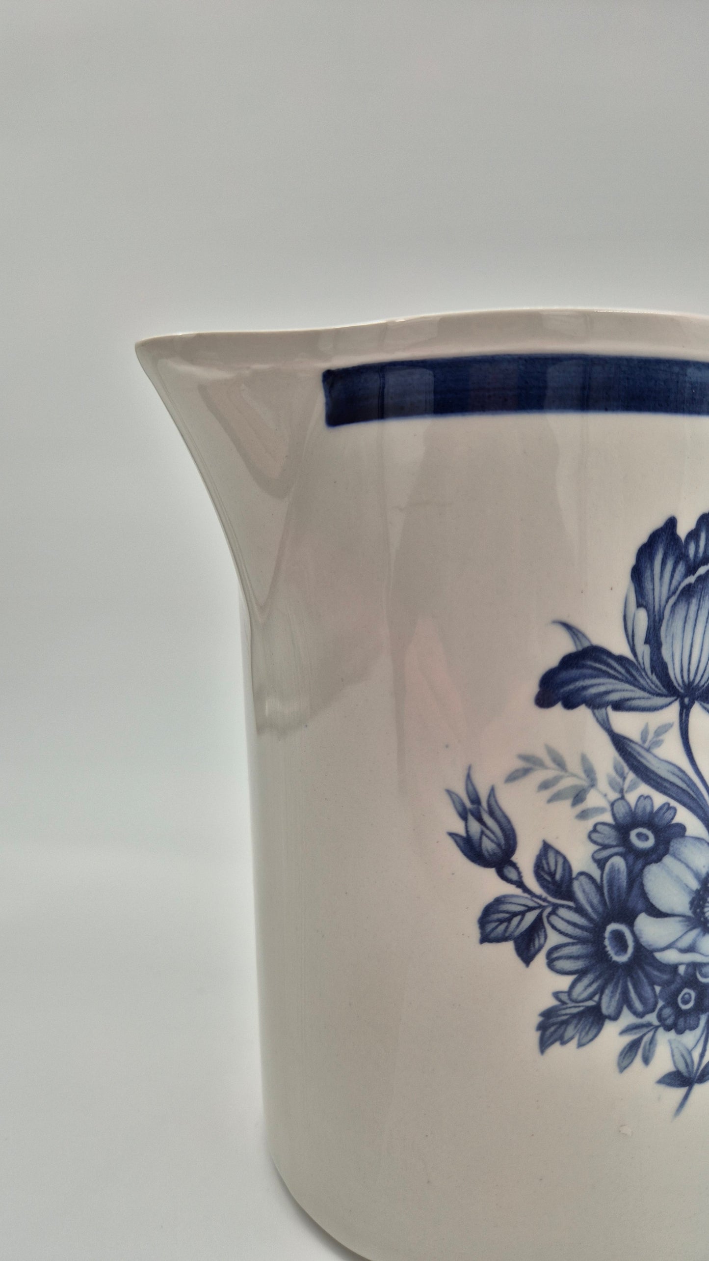 Vintage Upsala-Ekeby Gefle “Anemone” Pitcher – Blue Floral Jug – Sweden 1970s