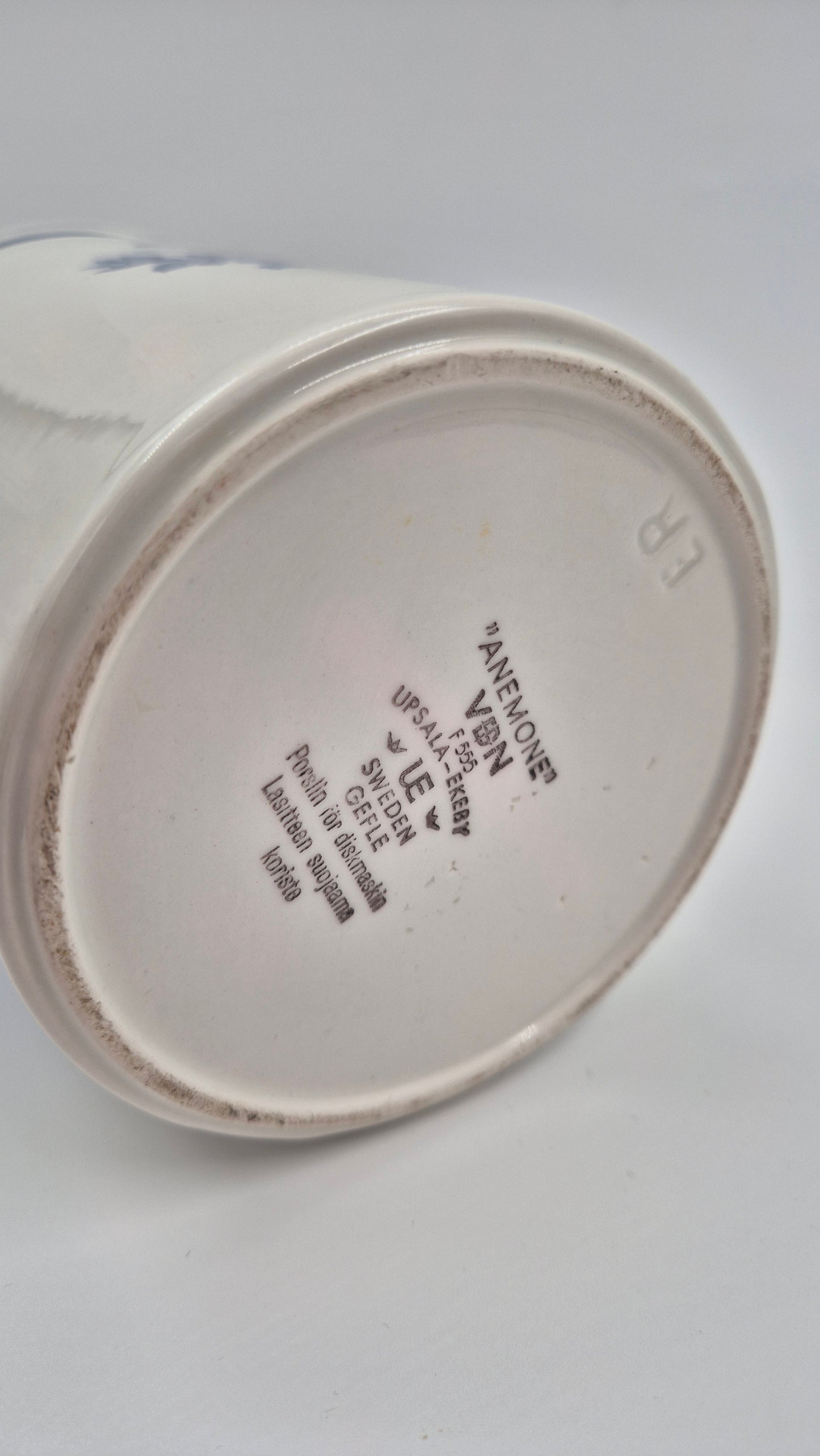 Vintage Upsala-Ekeby Gefle “Anemone” Pitcher – Blue Floral Jug – Sweden 1970s