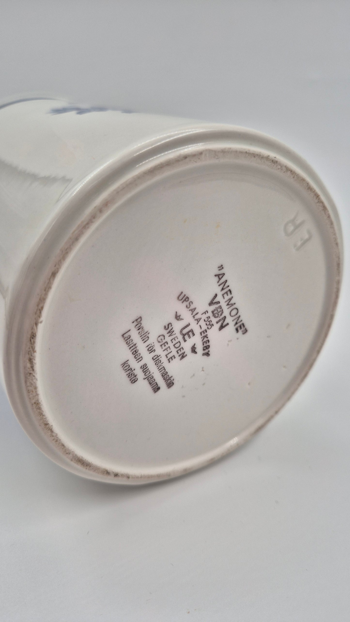 Vintage Upsala-Ekeby Gefle “Anemone” Pitcher – Blue Floral Jug – Sweden 1970s