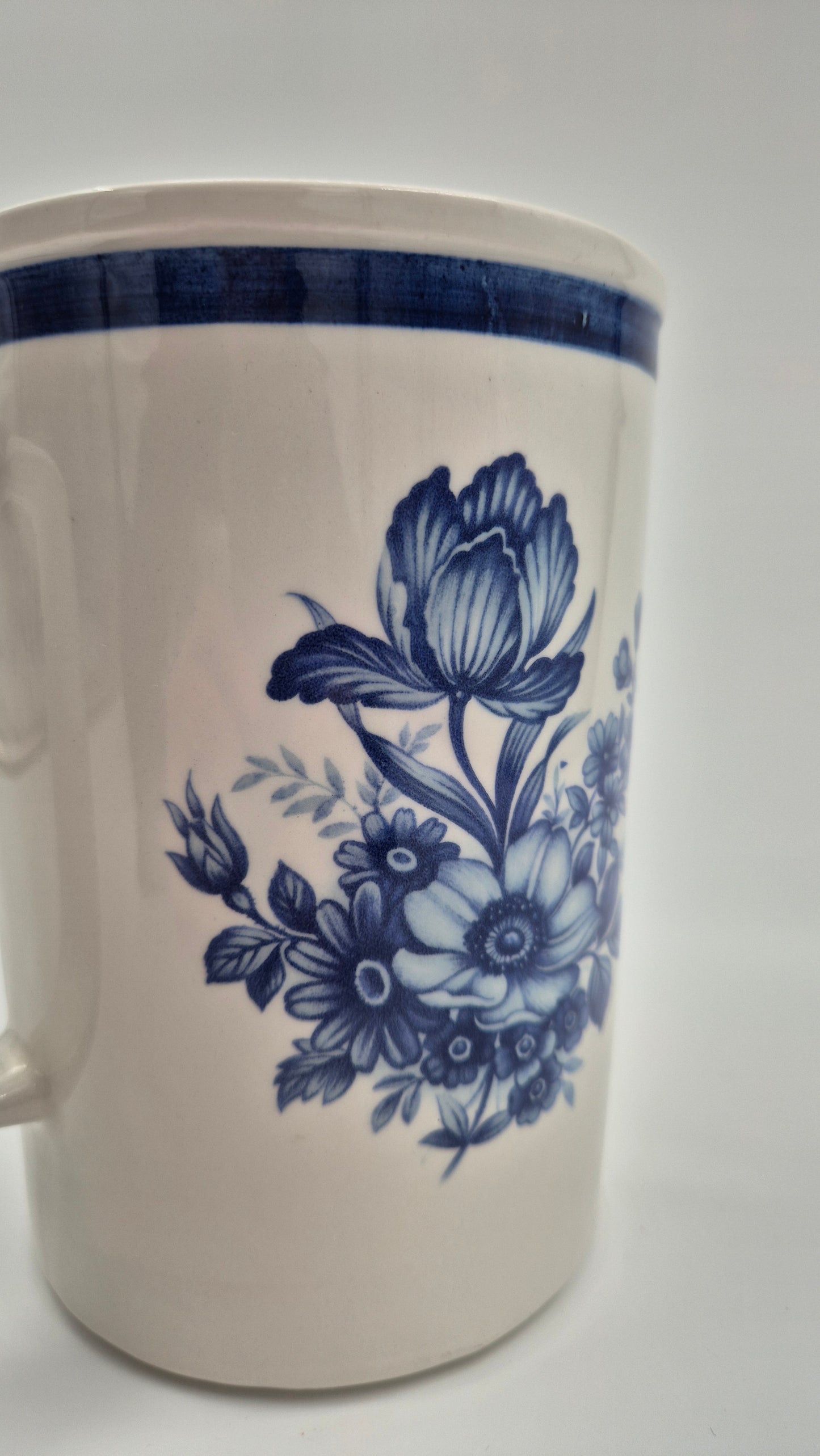 Vintage Upsala-Ekeby Gefle “Anemone” Pitcher – Blue Floral Jug – Sweden 1970s