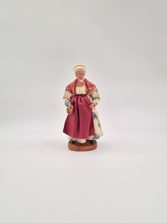 Vintage Old Lady Clay Figure Signed E. Bednoux